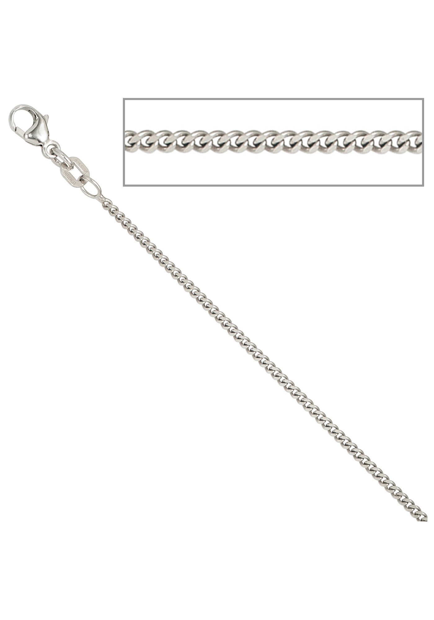 Silberkette JOBO, silber (silber 925), Halsketten, Damen, Silber 925 (Sterlingsilber), L: 36, Silberkette, Panzerkette 925 Silber 36 cm 1,7 mm 2