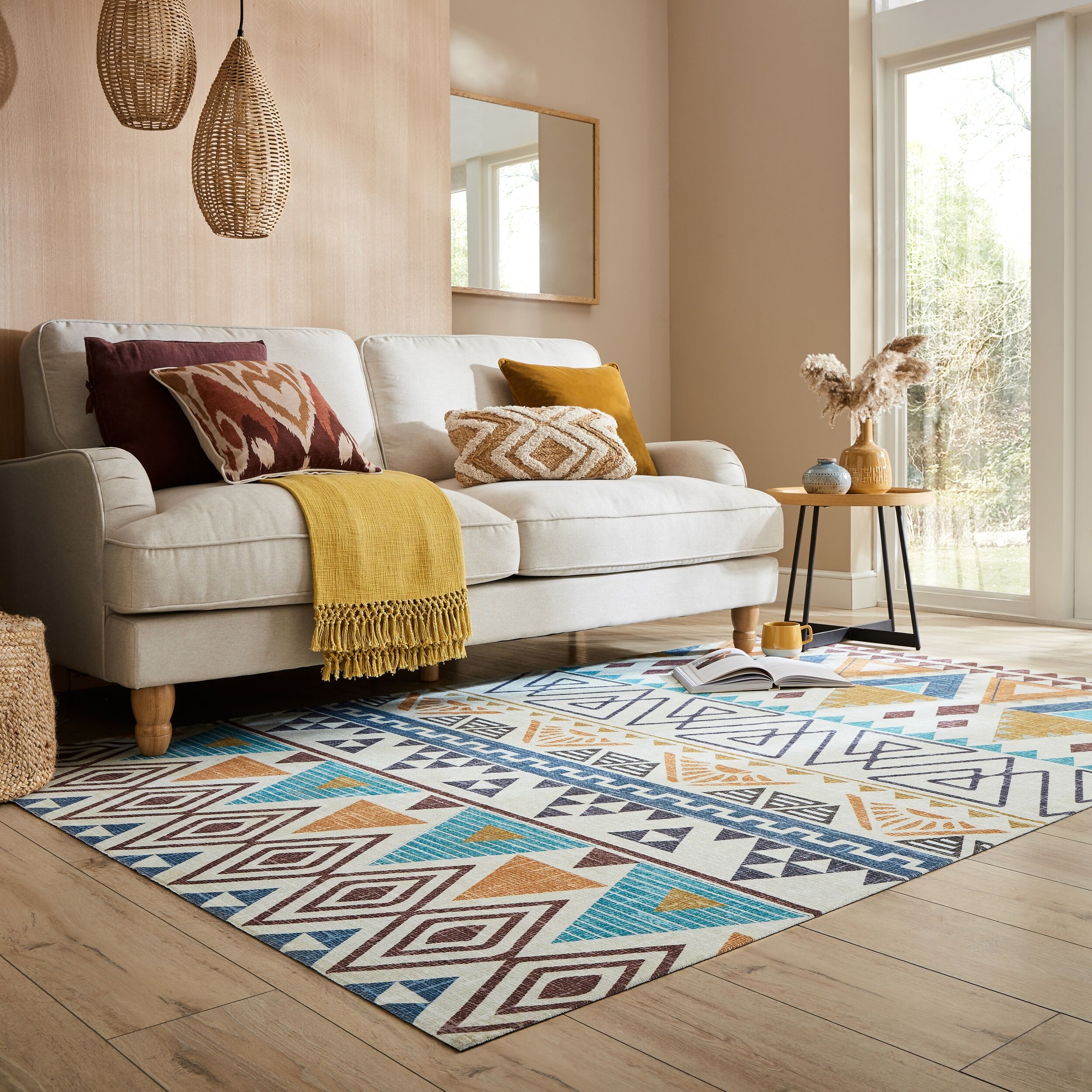 FLAIR RUGS Teppich "Lyle Aztec" rechteckig 8 mm Höhe Lawson Kilim Washbarer günstig online kaufen