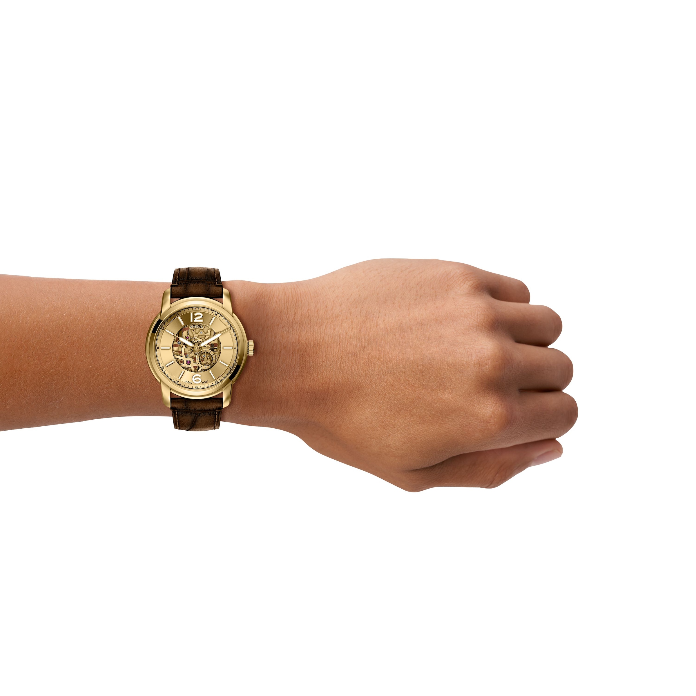 Fossil Automatikuhr »HERITAGE« Armbanduhr, Herrenuhr, Mechanische Uhr, Lederarmband, analog