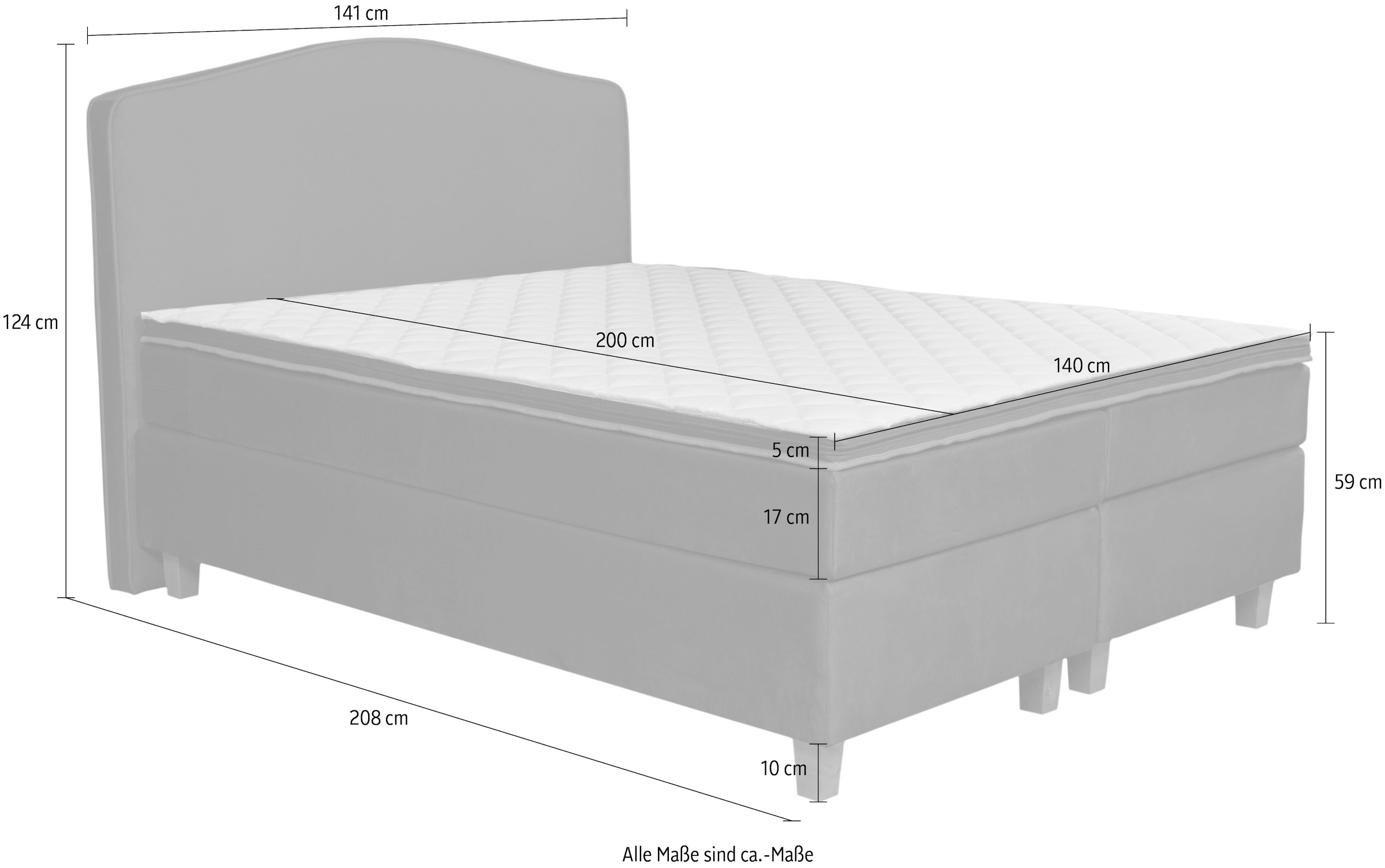 INOSIGN Boxspringbett »Jalma«, Füße aus massiver Birke ; Inkl. Topper