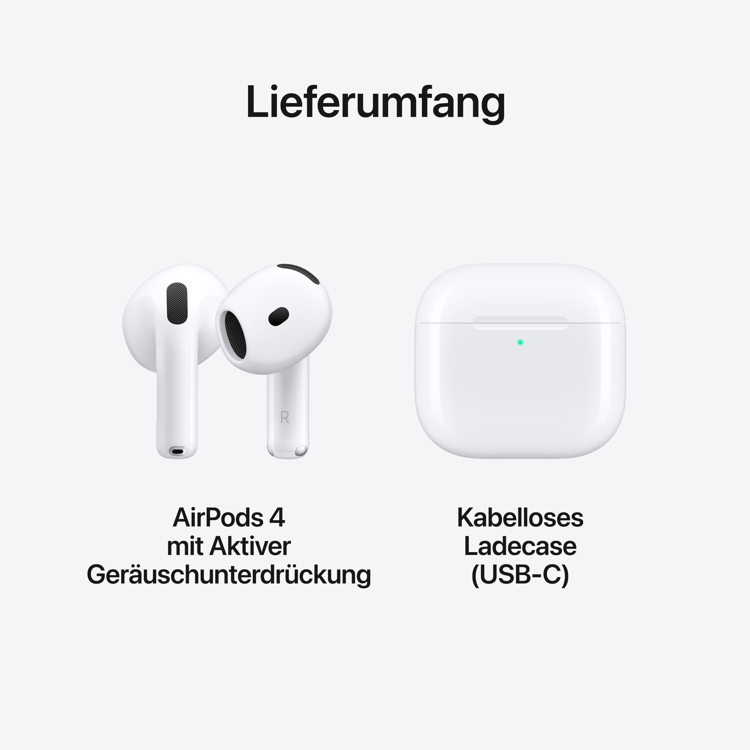 Apple wireless In-Ear-Kopfhörer »AirPods 4 ANC«, Bluetooth, Transparenzmodus-kompatibel mit Siri-integrierte Steuerung für Anrufe und Musik