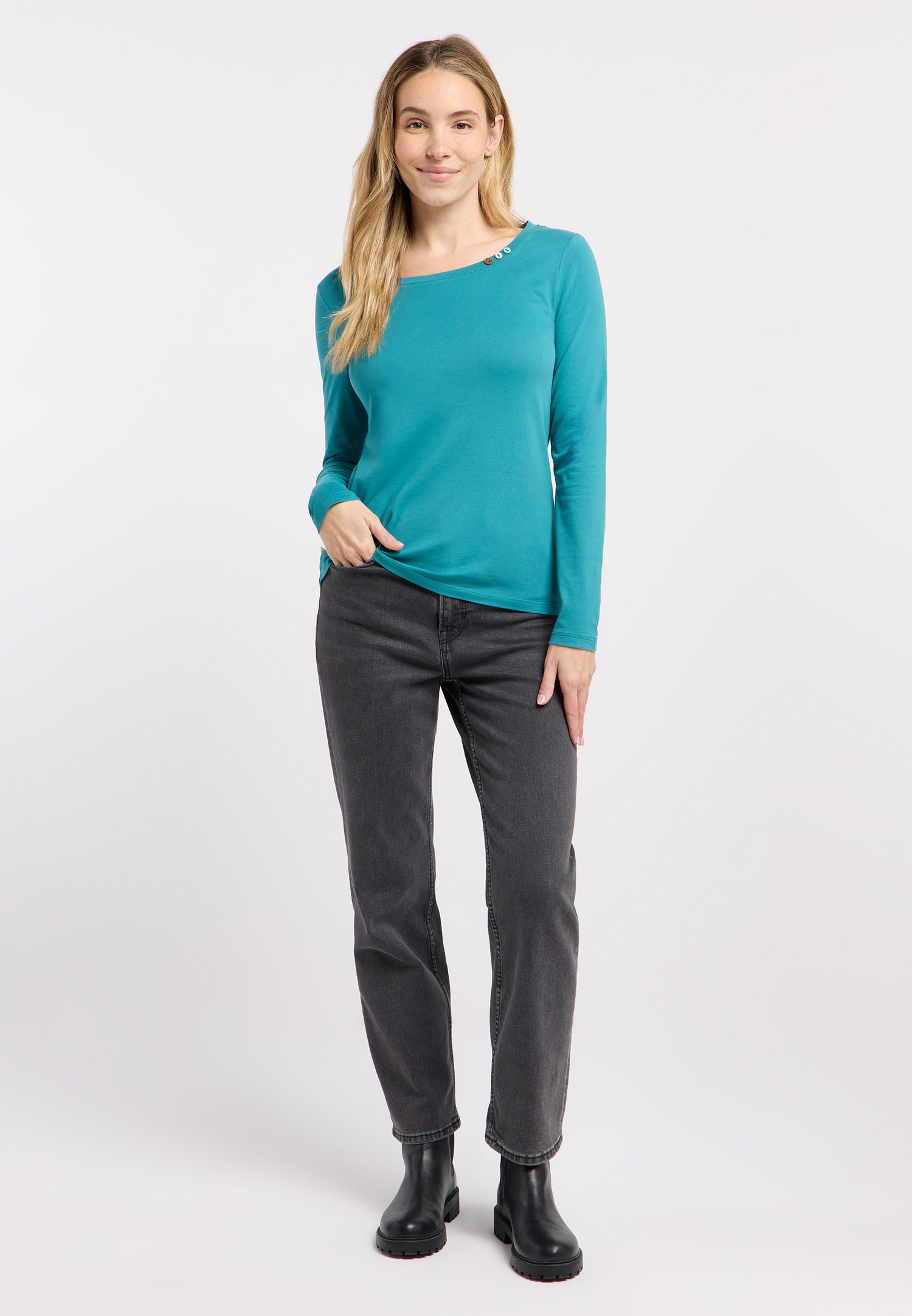 Ragwear Langarmshirt »FLLORAH LONG GOTS« Bestseller aus Single Jersey mit softem Finish und Knöpfen