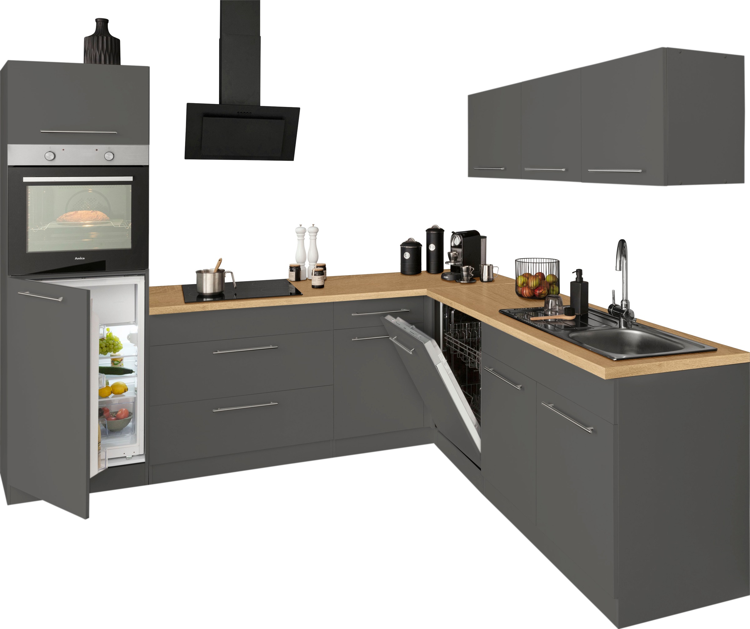 wiho Küchen Winkelküche »Unna«, ohne x BAUR E-Geräte, Stellbreite | bestellen 260 220 cm