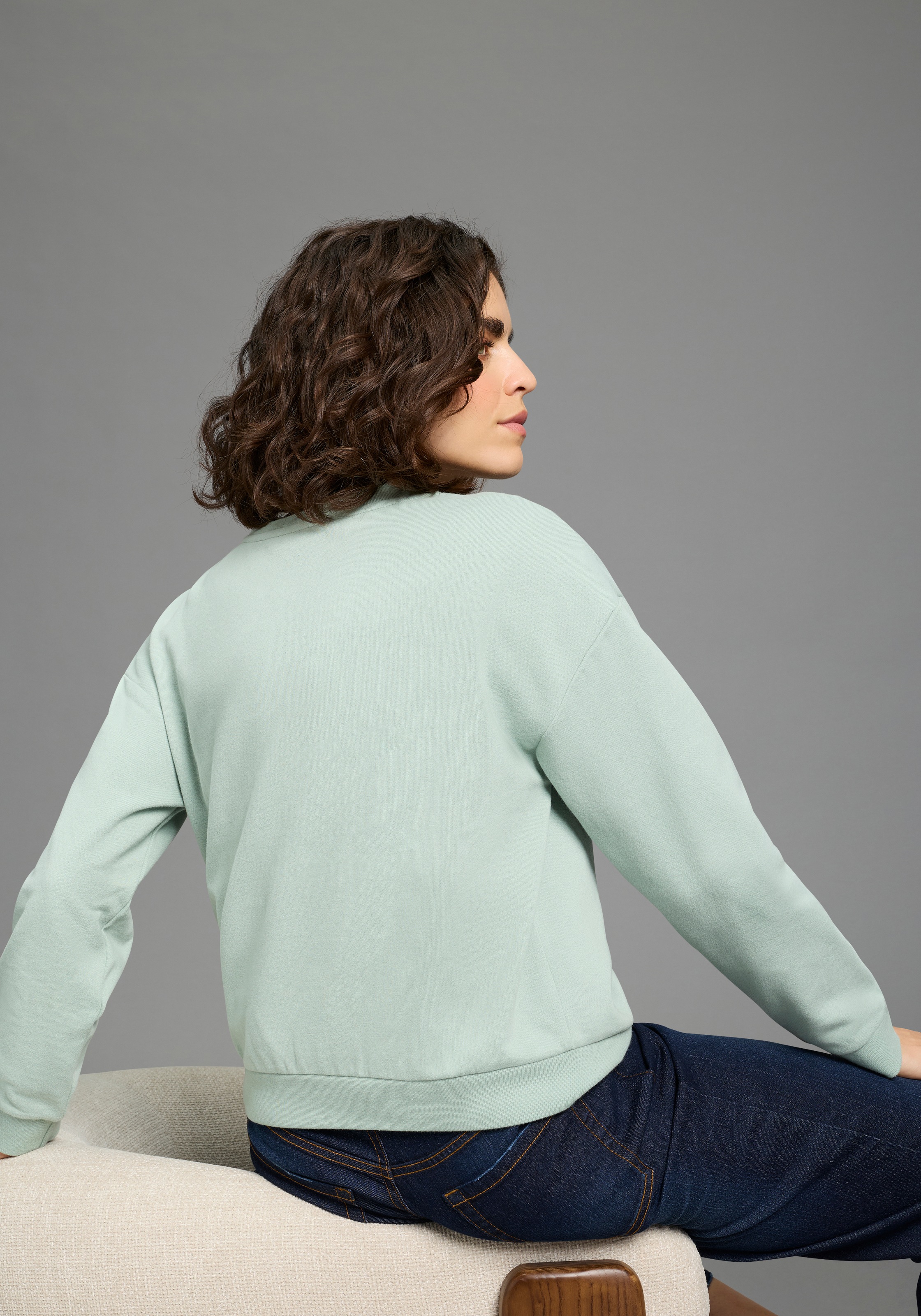 Thumbnail - Flashlights Sweatshirt, im Basic-Stil, Langarm, Rundhalsausschnitt, mit Rippbündchen