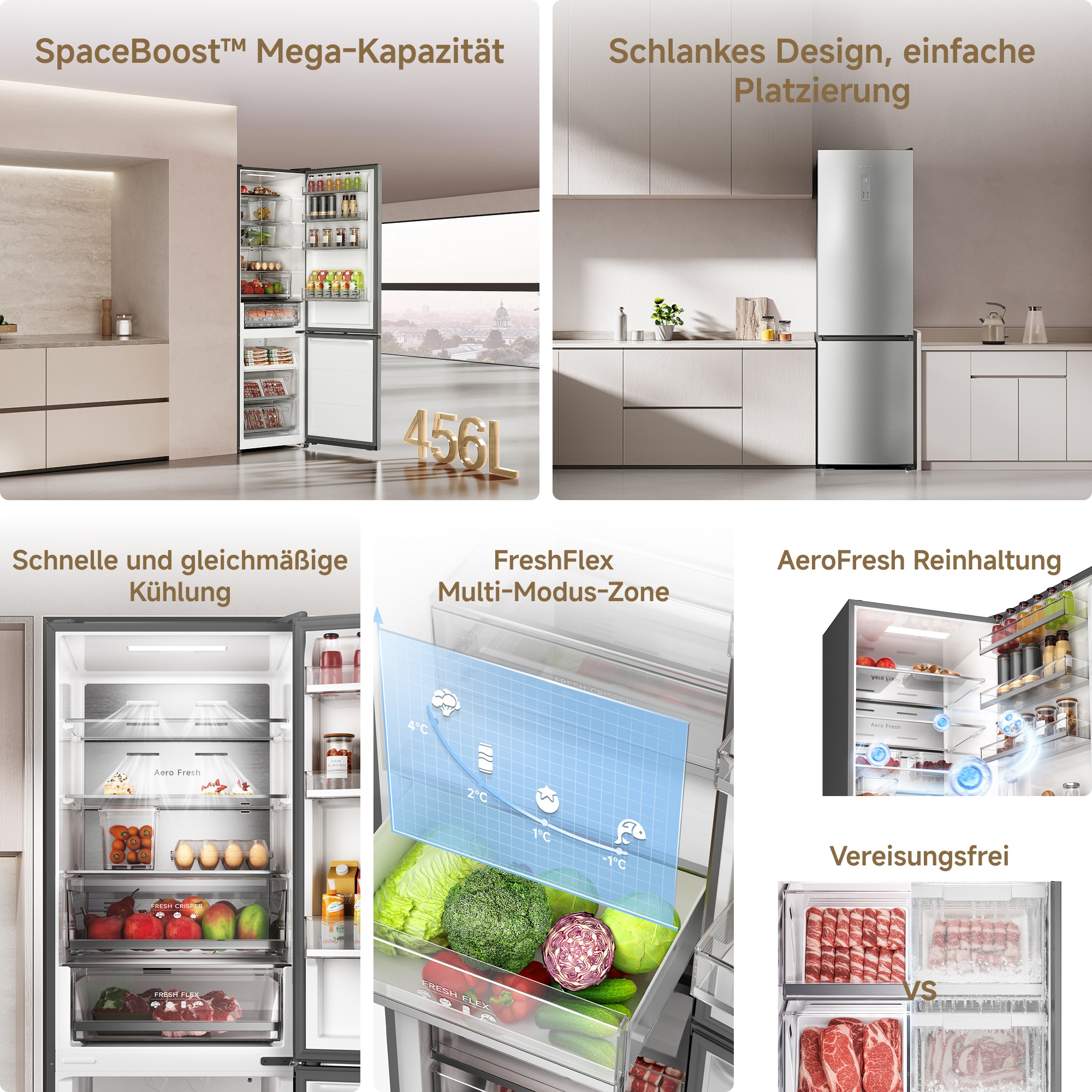 Dreame Kühl-/Gefrierkombination »DRB450WMBCEU« 201 cm hoch 59,5 cm breit Viel Platz, Leise, Modernes Design