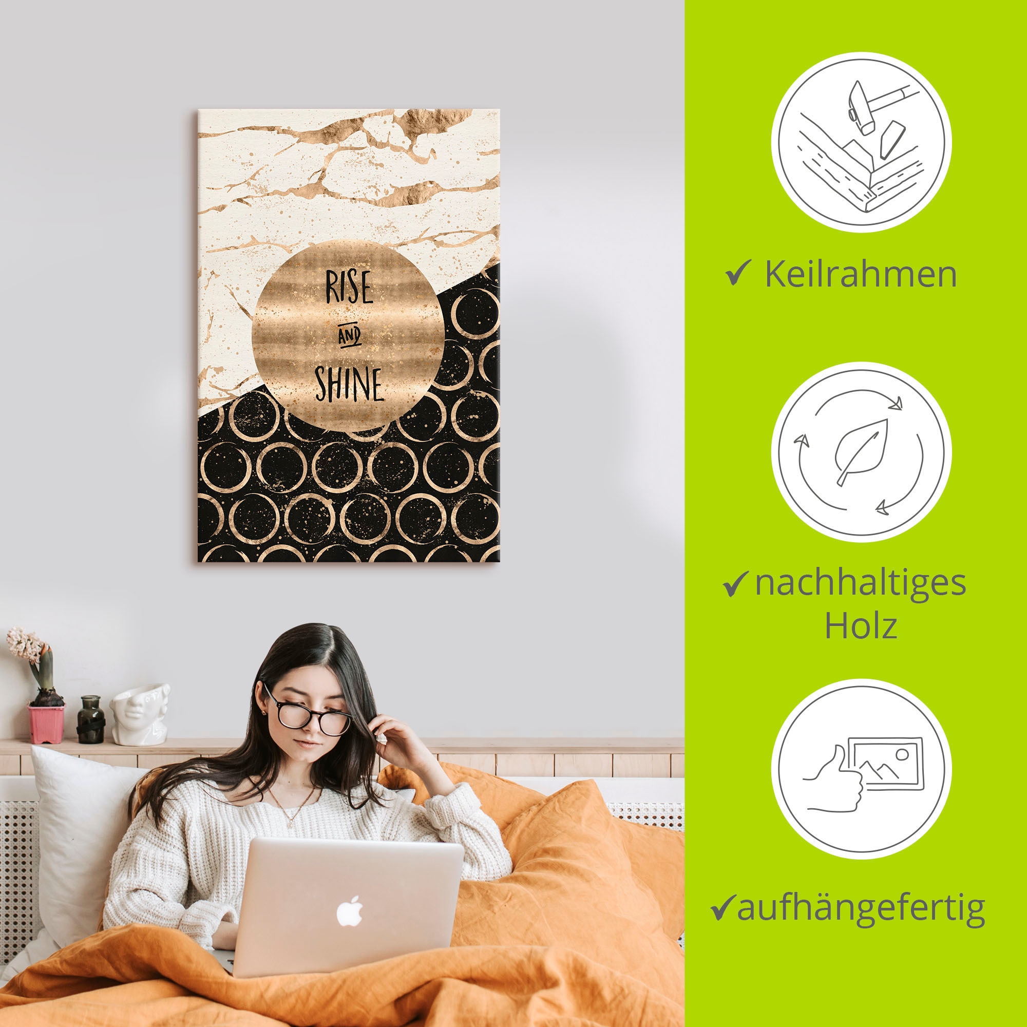 Artland Wandbild »Aufsteigen und scheinen«, Sprüche & Texte, (1 St.), als Leinwandbild, Poster, Wandaufkleber in verschied. Größen