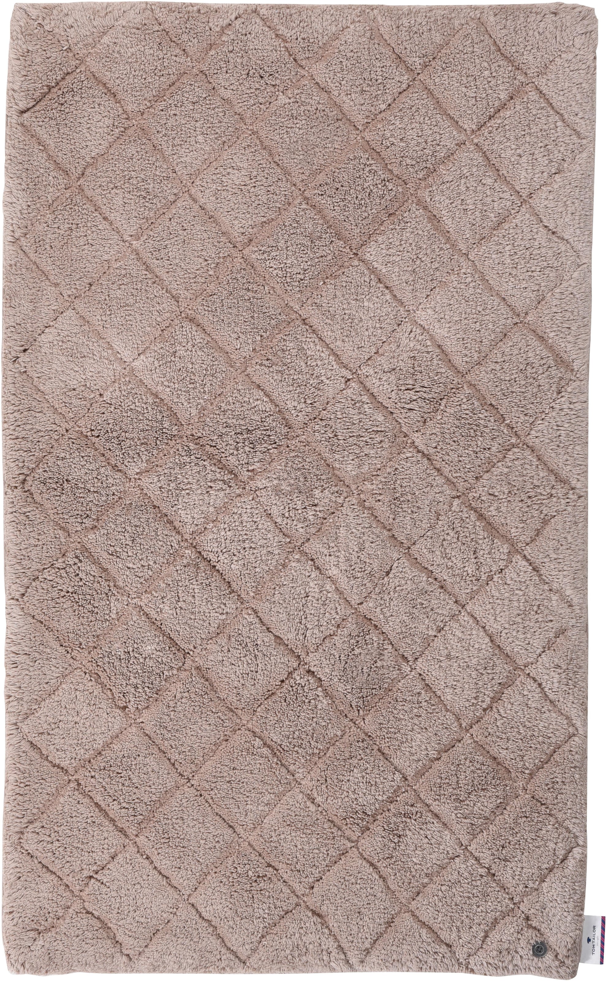TOM TAILOR HOME Badematte »Cotton Diamond«, rutschhemmend beschichtet, fußbodenheizungsgeeignet-strapazierfähig, Uni Farben, Pastell Farben, Rauten, reine Baumwolle, weich & kuschelig