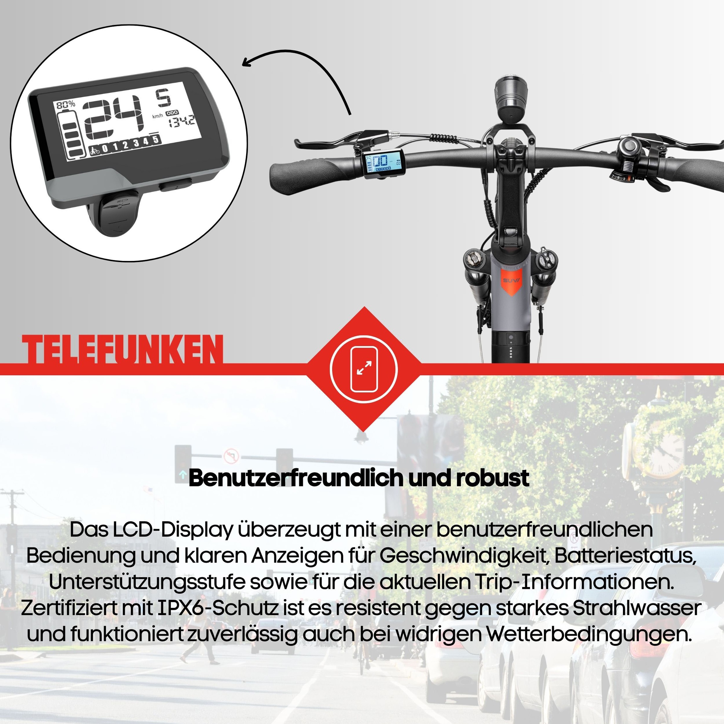 Telefunken E-Bike »E-City SUV300«, 7 Gang, Shimano, Tourney, Heckmotor 250 W, Pedelec, Elektrofahrrad, Damen u. Herren, innerhalb StVZO, 27,5 Zoll