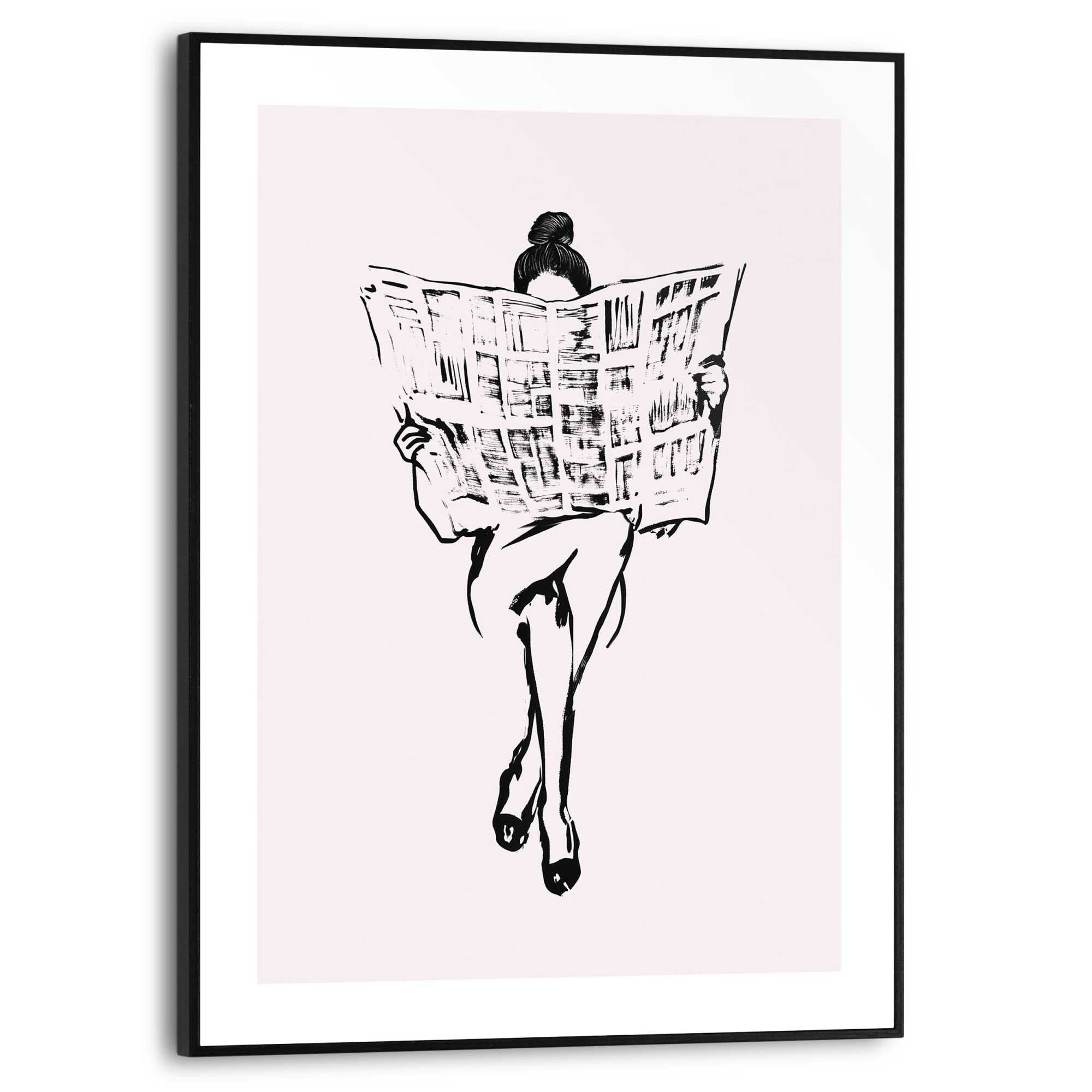 Reinders Poster "Frau liest Zeitung", Toilette - Beige - MDF - Frauen - 30x günstig online kaufen