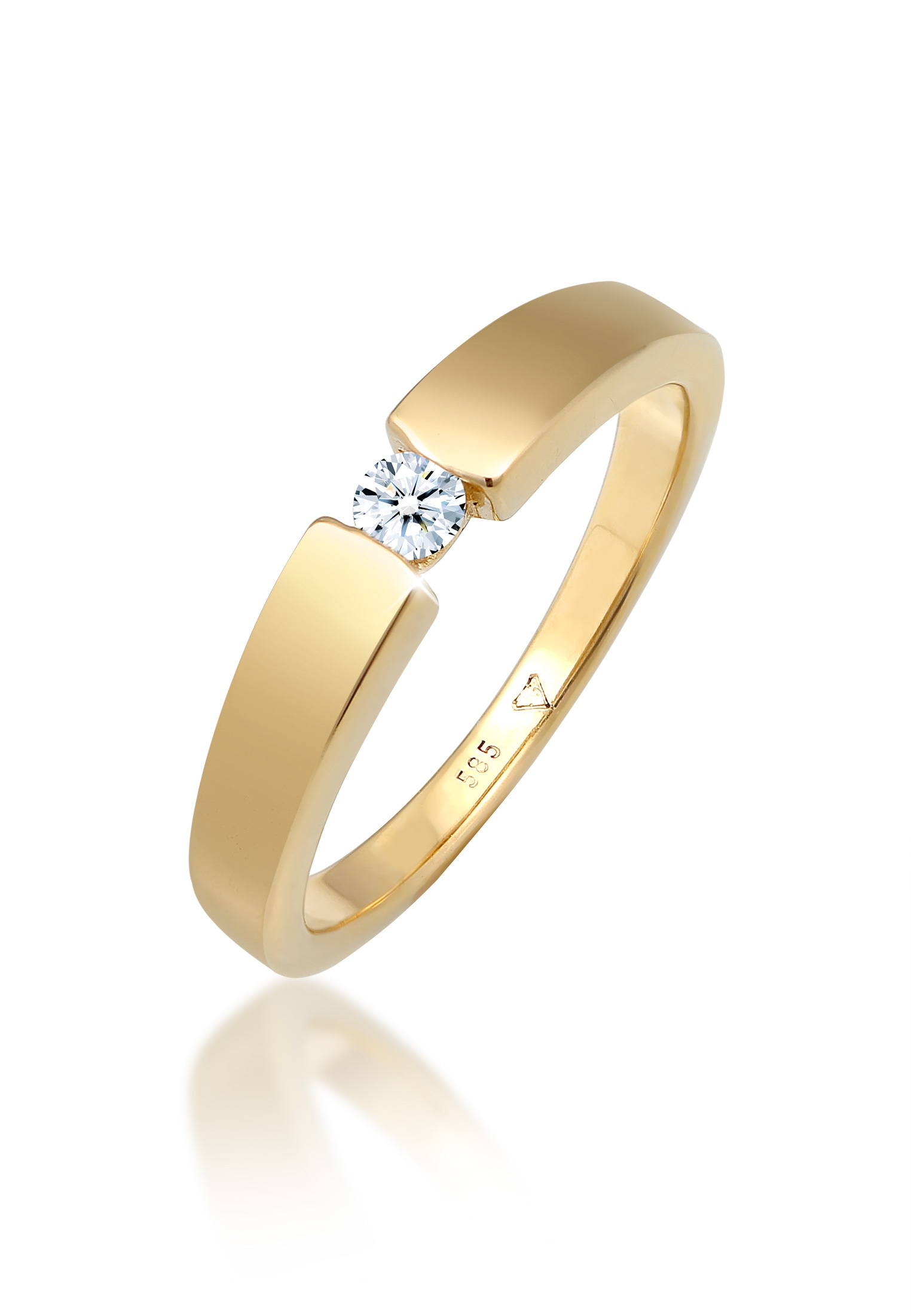 ELLI DIAMONDS Damen Verlobungsring "Ring Diamant Weiß Brillantschliff (0.11 ct) 585 Gelbgold", 54, Gelbgold 585, gold, Gelbgold 585, Fingerringe
