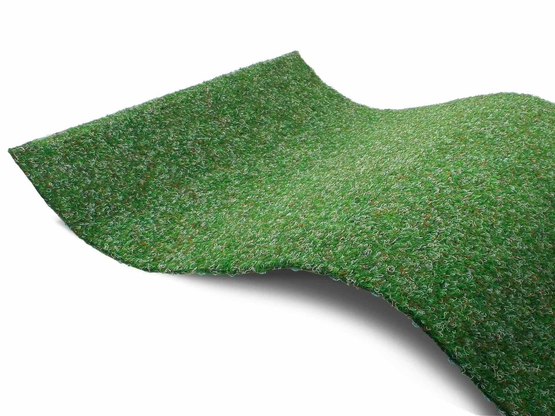 Kunstrasen "GREEN, Gesamthöhe 7,5 mm, Made in Netherlands", grün, B:133cm L:2.100cm, Polypropylen (PP), PRIMAFLOR-IDEEN IN TEXTIL, Teppiche, Rasenteppich, blau, mit Drainage-Noppen