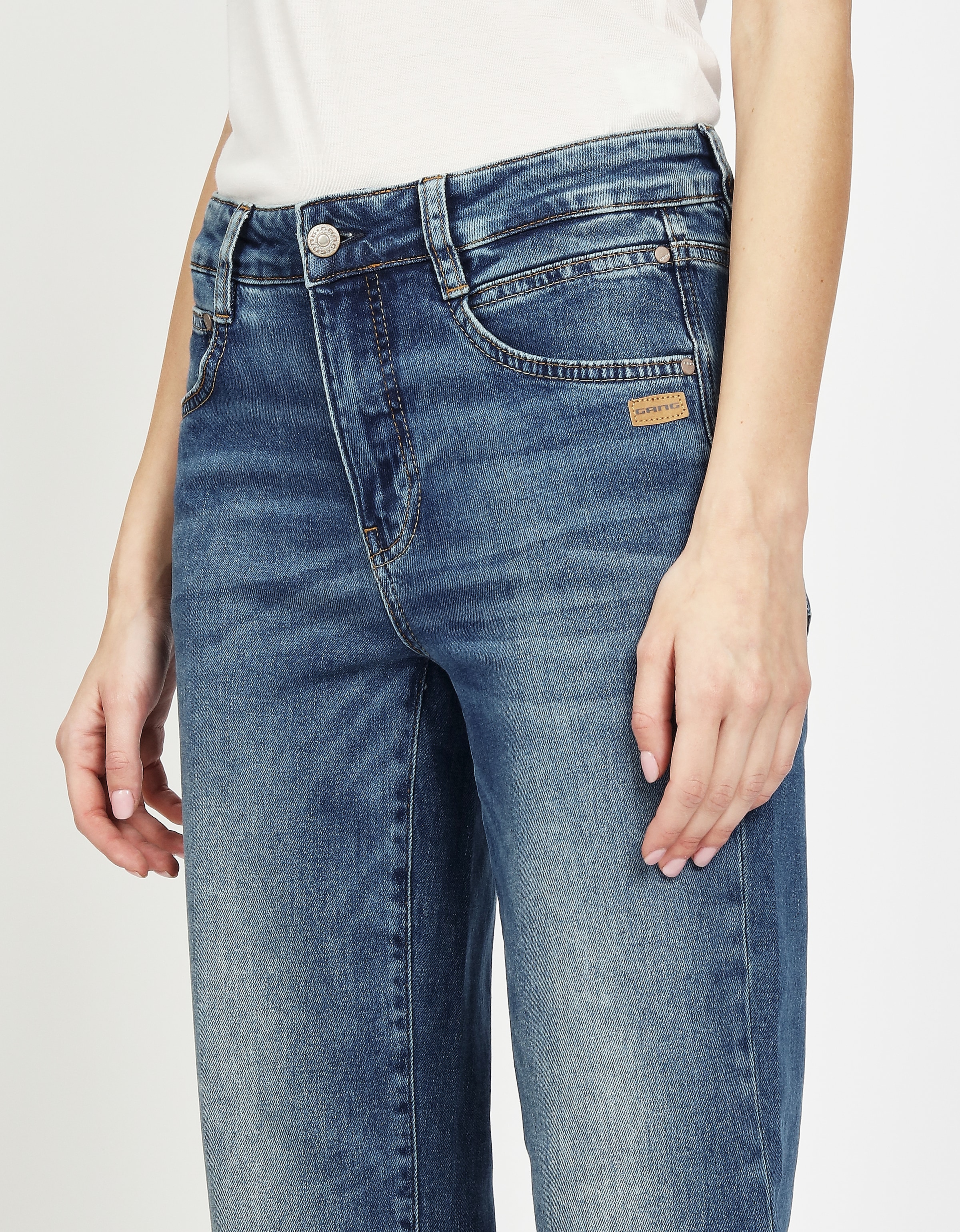 GANG Straight-Jeans »94SOLEY«, exklusives Design ohne Turn-up am Beinabschluss