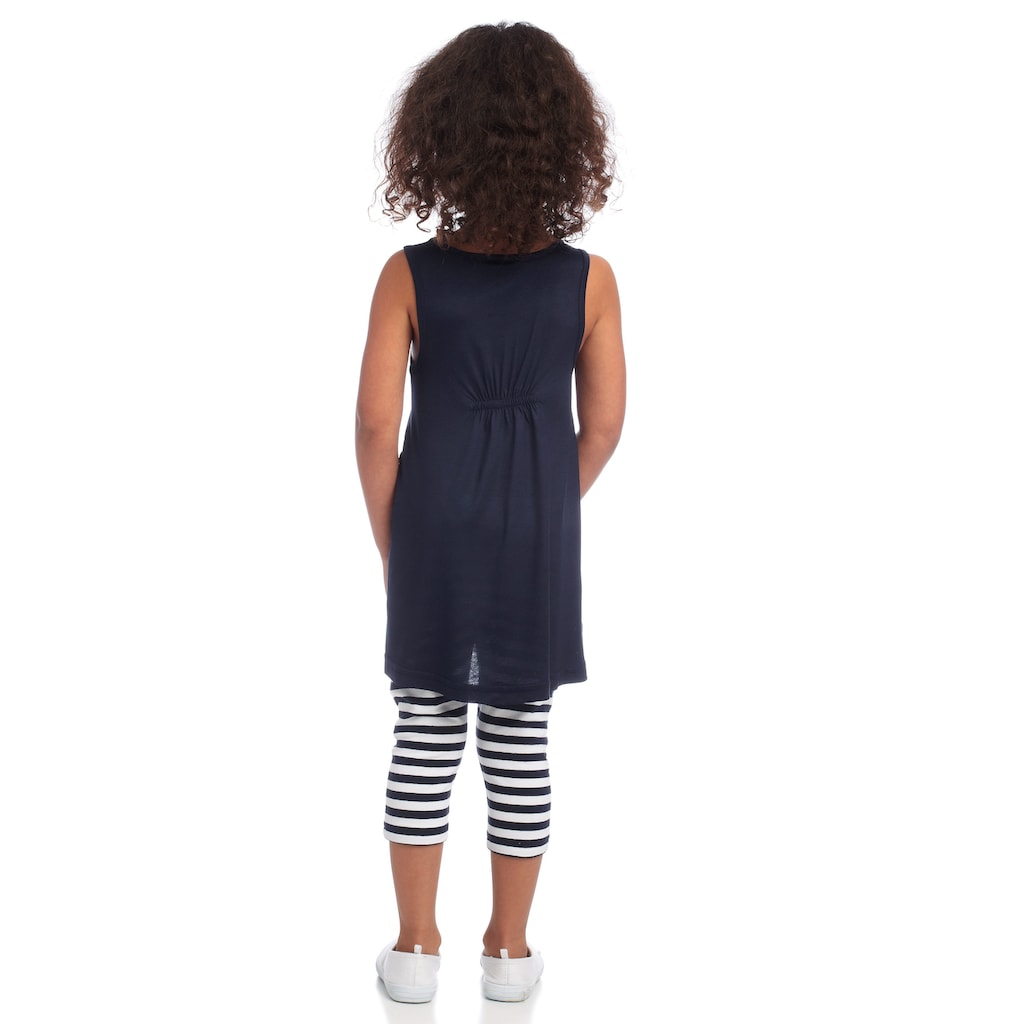 KIDSWORLD Kleid, Leggings & Haarband, (Set, 3 tlg.), Capri und Haarband maritim geringelt