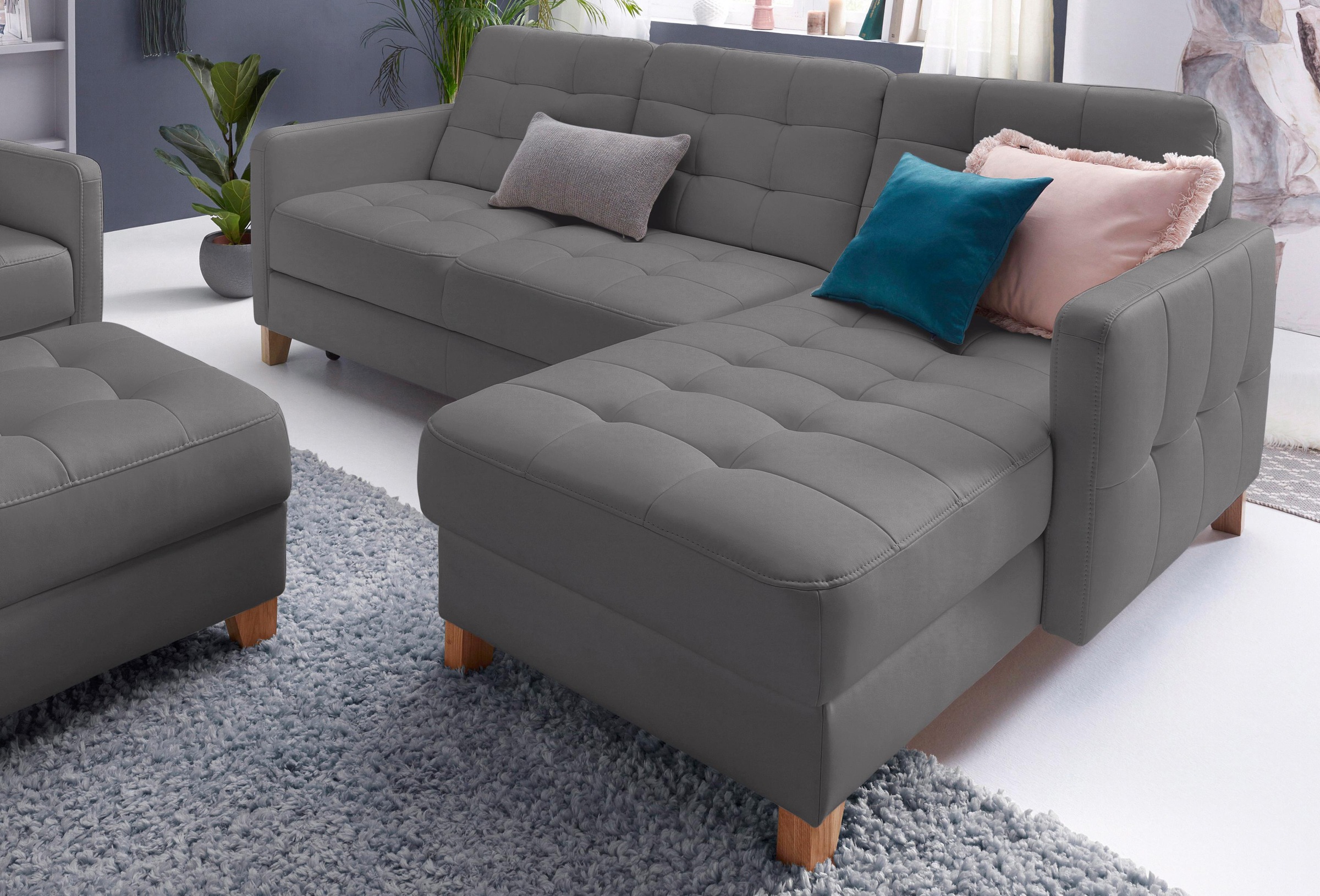 exxpo - sofa fashion Ecksofa »Elio, kompakt und komfortabel, bequem und zeitloses Design, L-Form«, wahlweise mit Bettfunktion