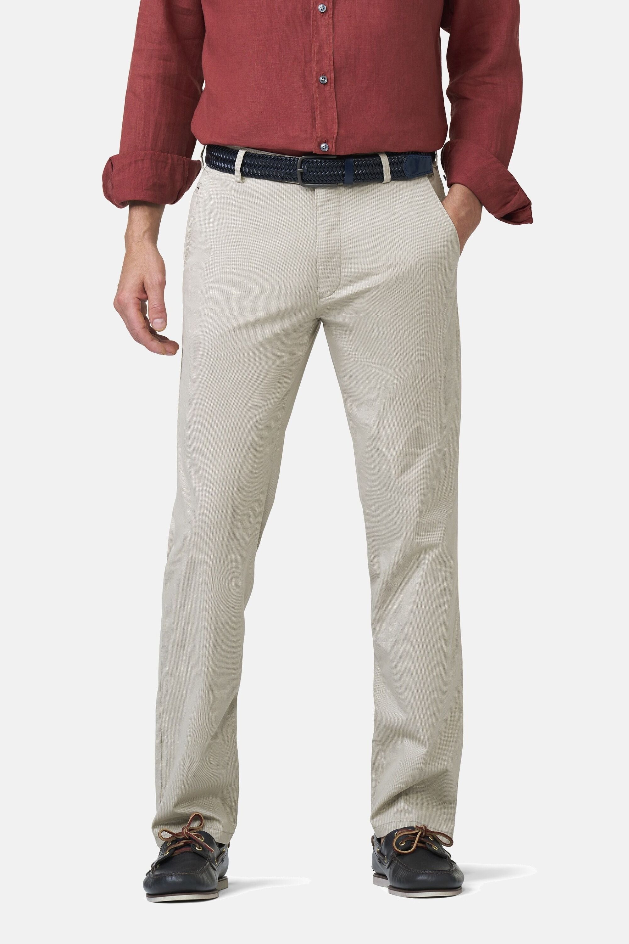 Chinos MEYER "Bonn 1-5075", Herren, Gr. 60, Normalgrößen, beige, 96% Baumwolle, 4% Elasthan, unifarben, regular fit lang, Hosen, Modern-GOTS-zertifiziert