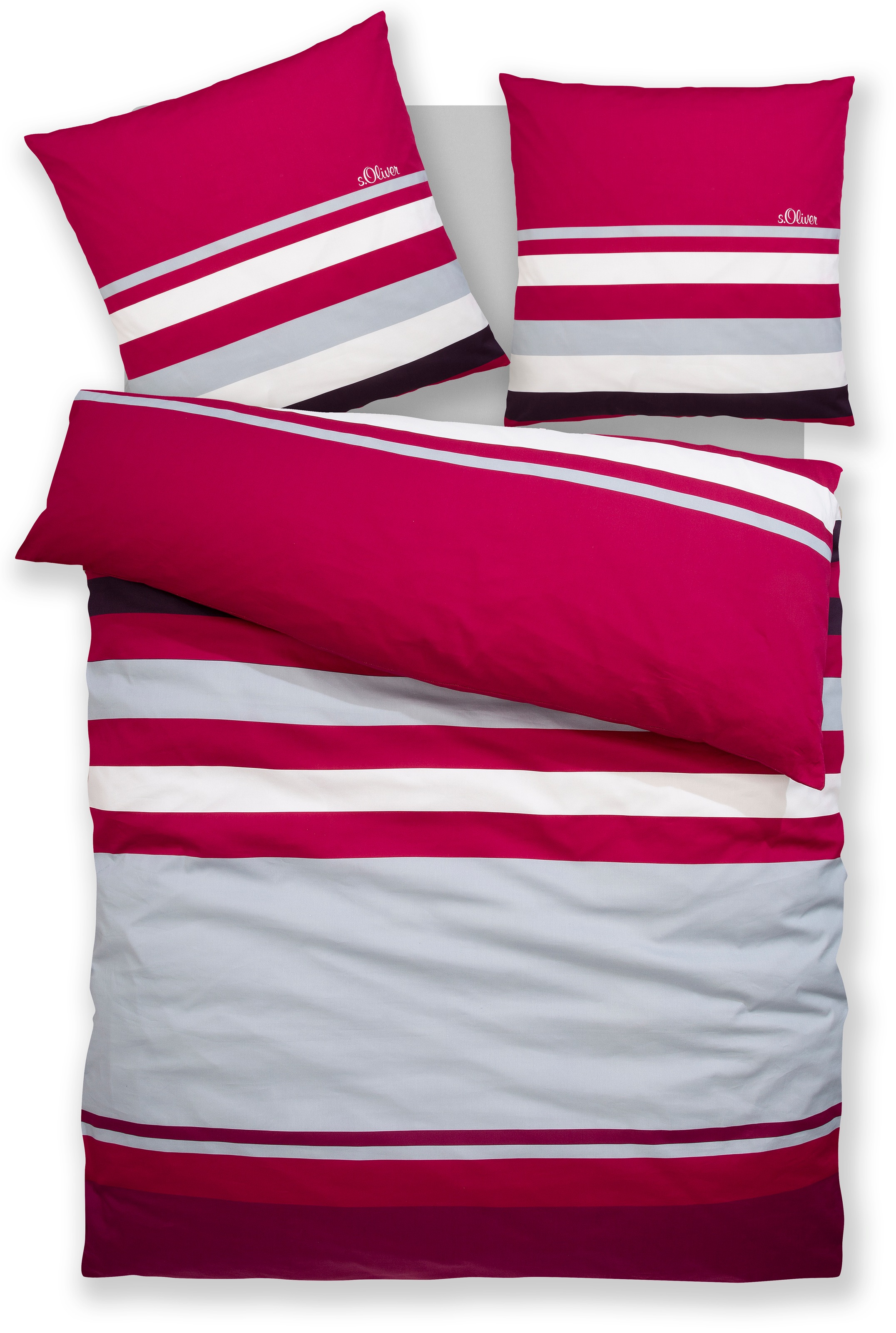 Thumbnail - s.Oliver Bettwäsche "Fenja in Gr. 135x200 oder 155x220 cm" 4 Stk. gestreifte Bettwäsche, mit GRATIS-Zugabe: 2x Kissenhül...