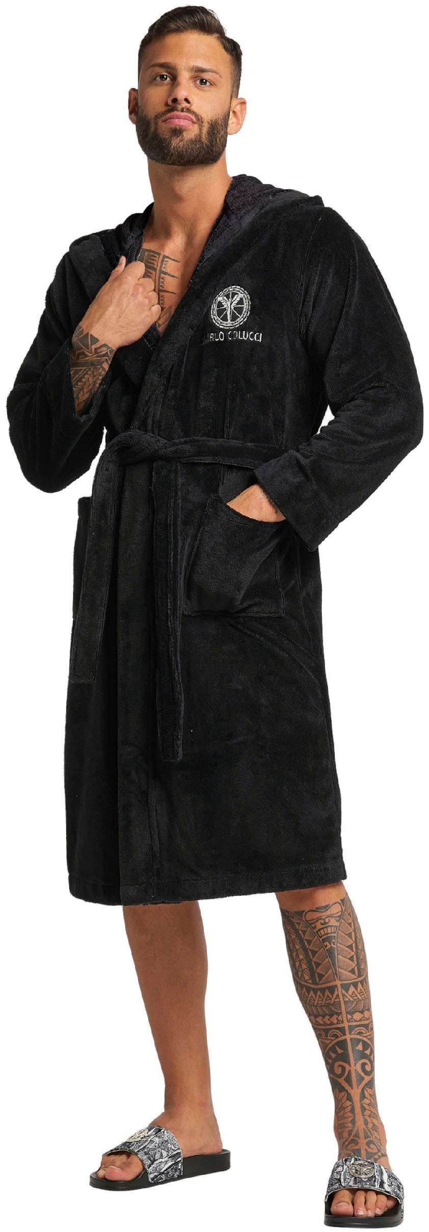 CARLO COLUCCI Bademantel "Kapuzen-Bademantel für Herren aus weicher Baumwol günstig online kaufen