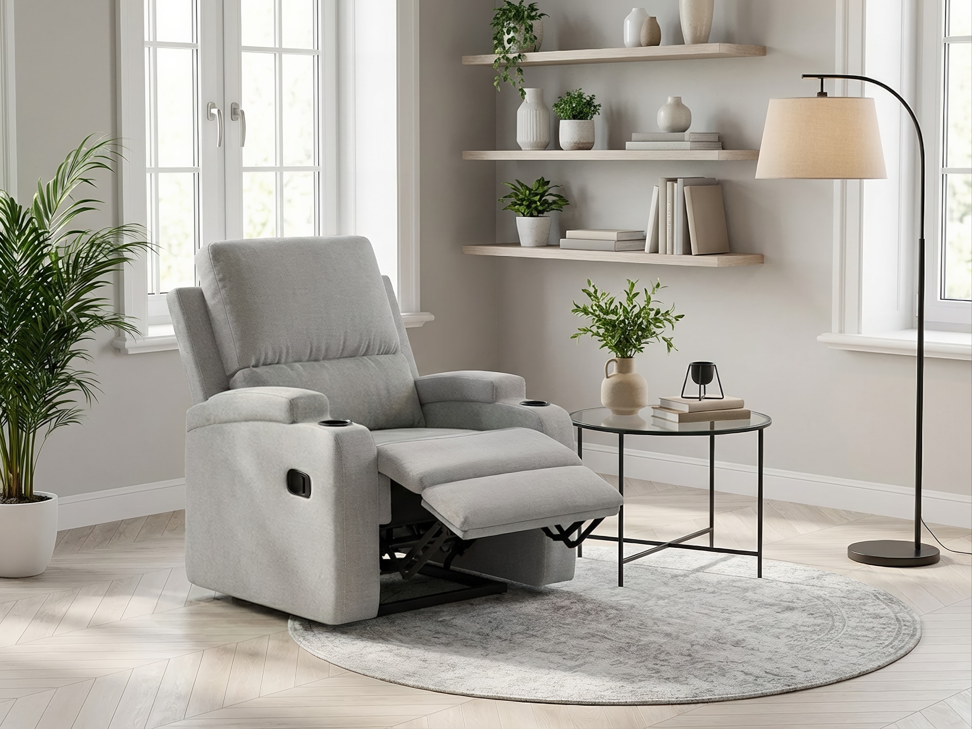 OTTO home Relaxsessel "NAPORI Struktur, Kinosessel, Multimedia-Sessel" TV-Sessel mit manueller u elektrischer Relaxfunktion u. Getränkehalter