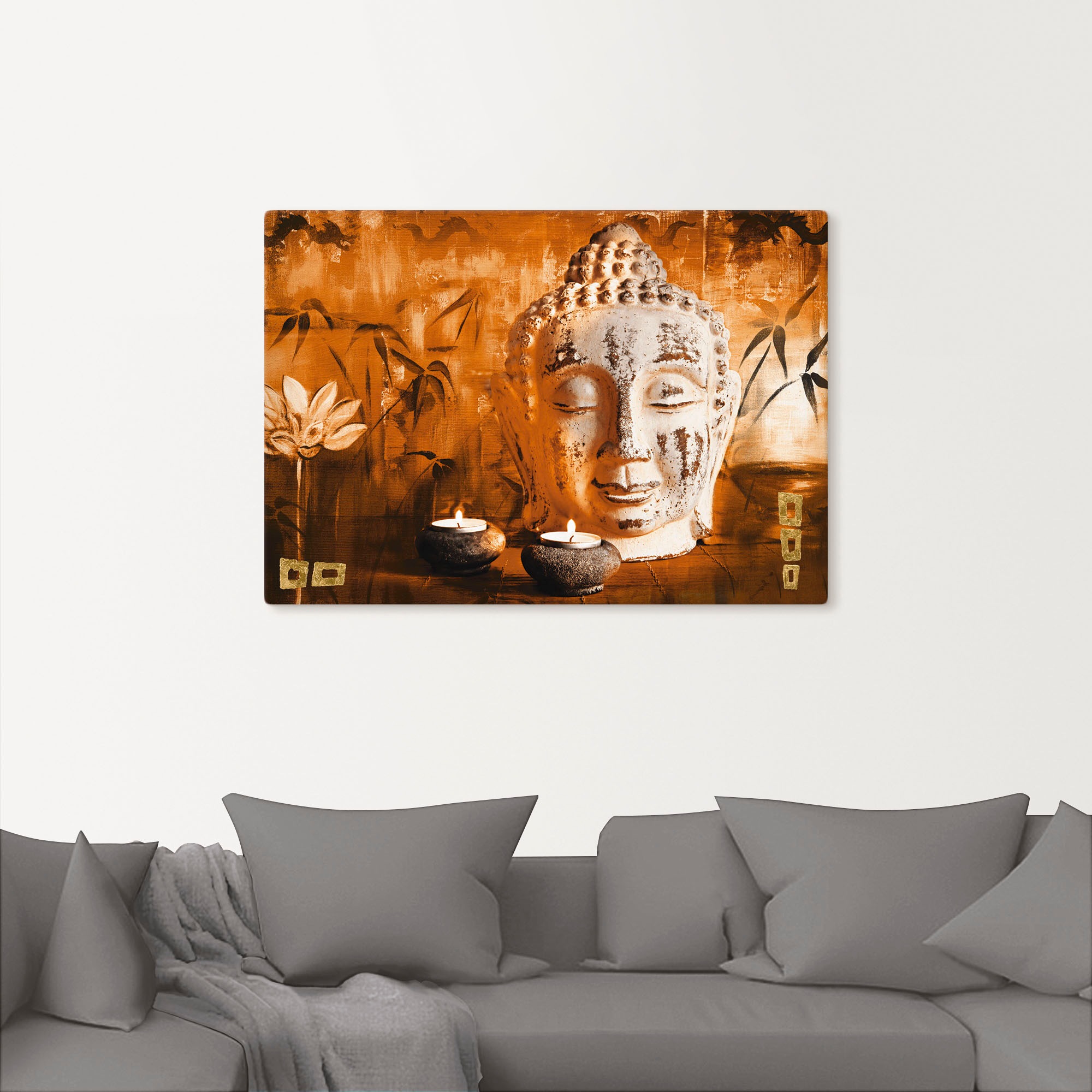 Artland Wandbild »Buddha mit Kerzen«, Religion, (1 St.), als Leinwandbild, Poster in verschied. Größen
