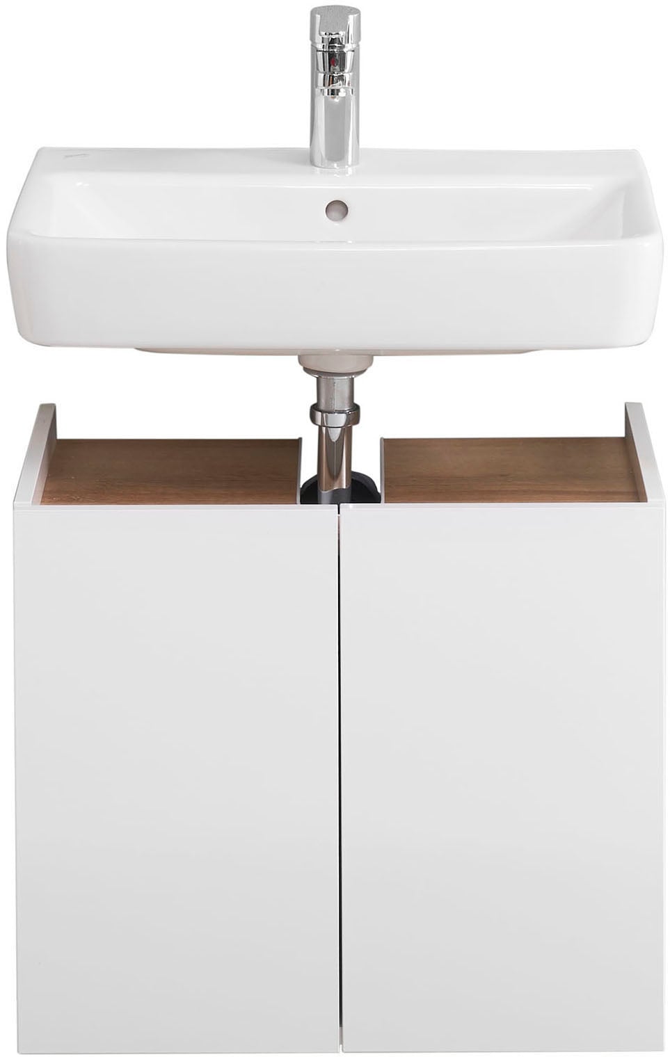 Saphir Badmöbel-Set »Quickset 947 2-teilig, Waschbeckenunterschrank mit Spiegel«, (2 St.), Waschplatz 60 cm breit, 2 Türen, inkl. Türdämpfer, Weiß Glanz