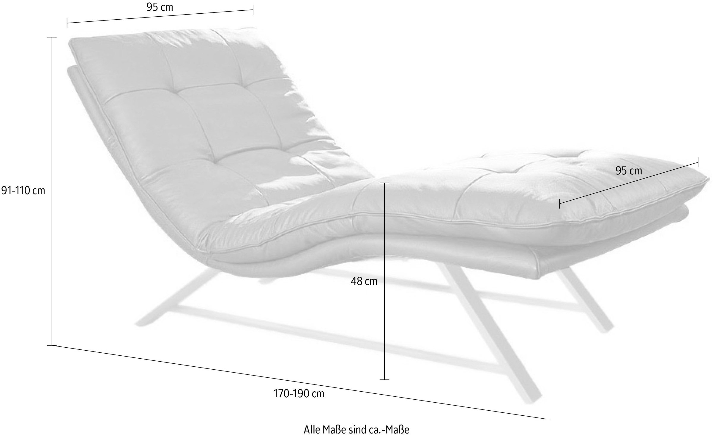 W.SCHILLIG Relaxliege »daily dreams«, in Waffelkissen-Optik, wahlweise mit Motor, Kufengestell, in 2 Breiten