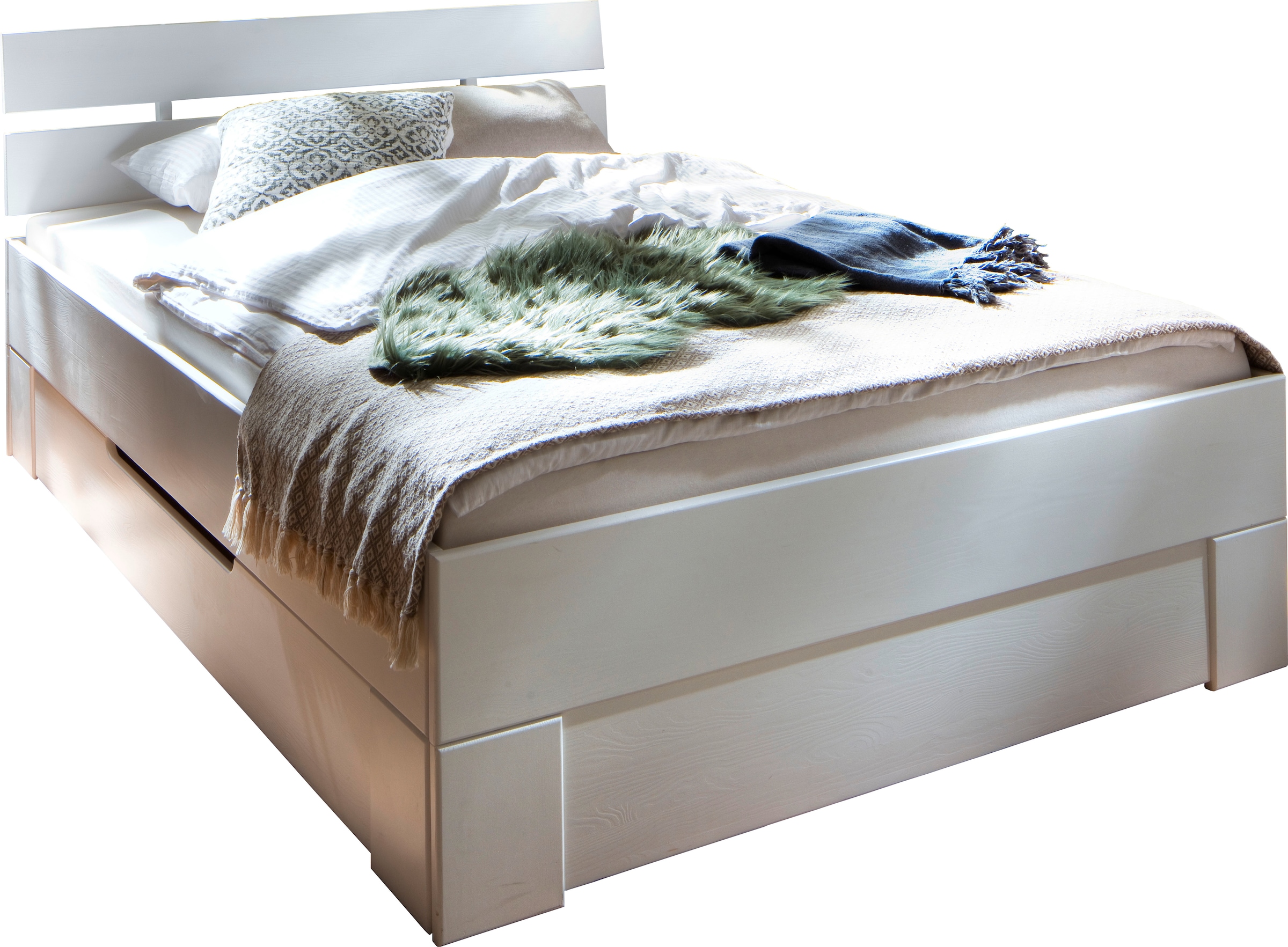 Home affaire Bettgestell "Progress Massivholzbett in 5 Größen, weiß lackier günstig online kaufen