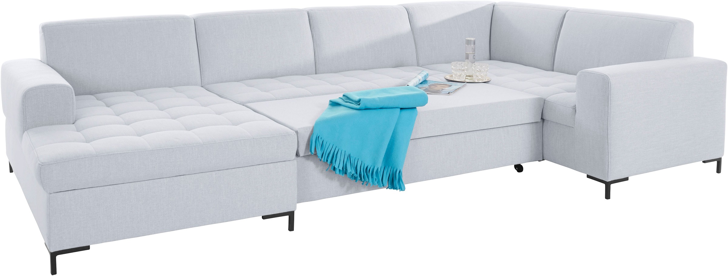 OTTO products Wohnlandschaft »Grazzo U-Form«, hochwertige Stoffe aus recyceltem Material, Steppung im Sitzbereich