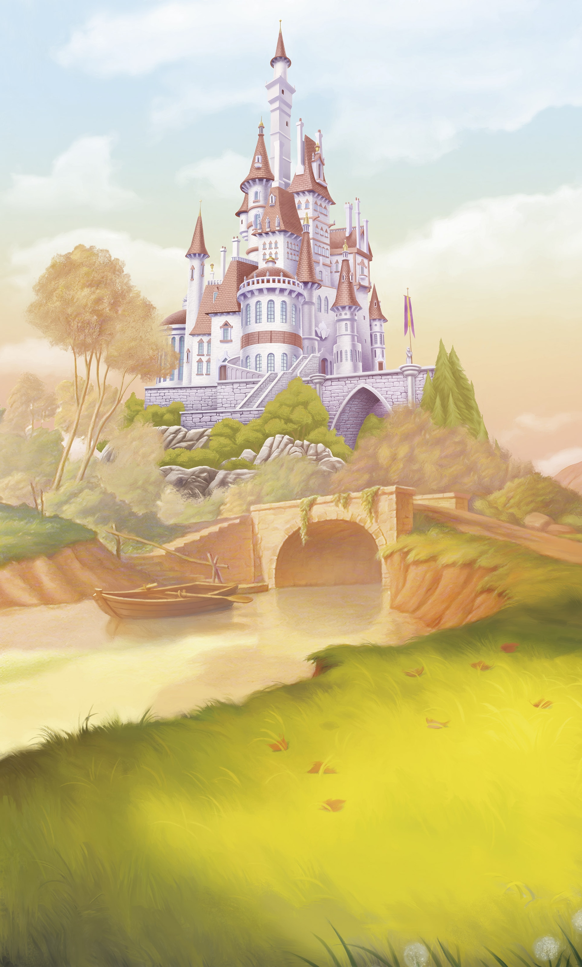 Komar Kindertapete »Disney Princess Belle Castle River«, bedruckt