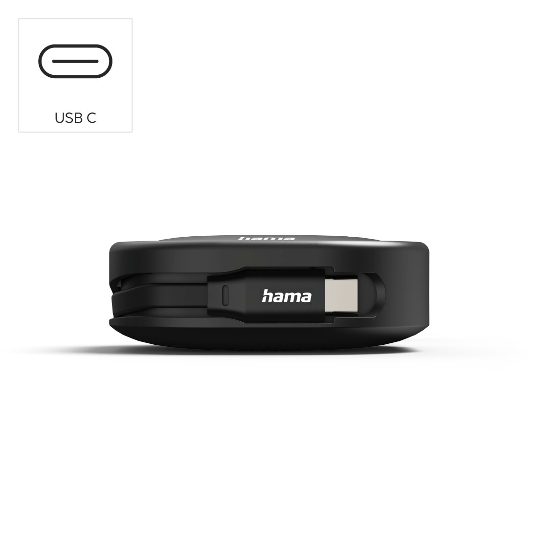 Hama USB-Kabel »USB-C Ladekabel 1 m schwarz aufrollbar« USB-C 100 cm Aufrollmechanismus, Schnellladen, 480 Mbit/s, 60 W Leistung