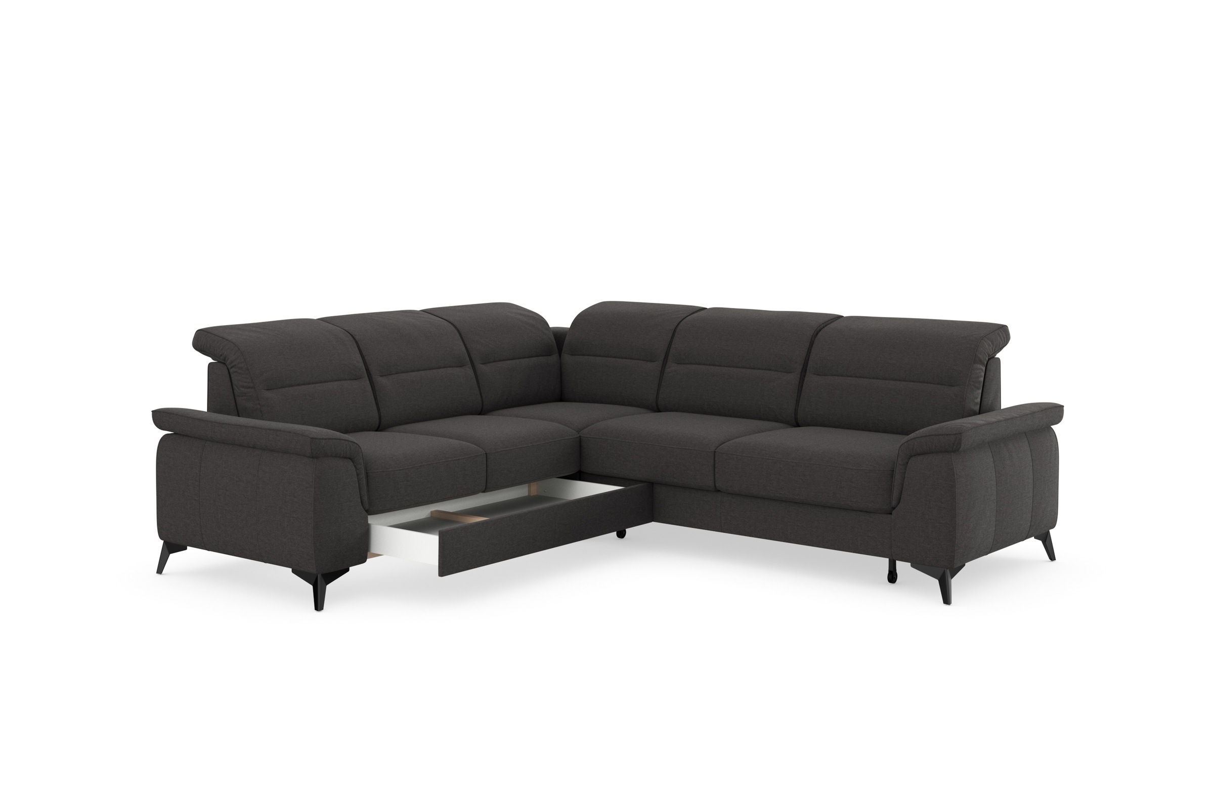 sit&more Ecksofa »Sinatra L-Form«, optinal mit Kopfteilverstellung und Armteilfunktion, Metallfüße