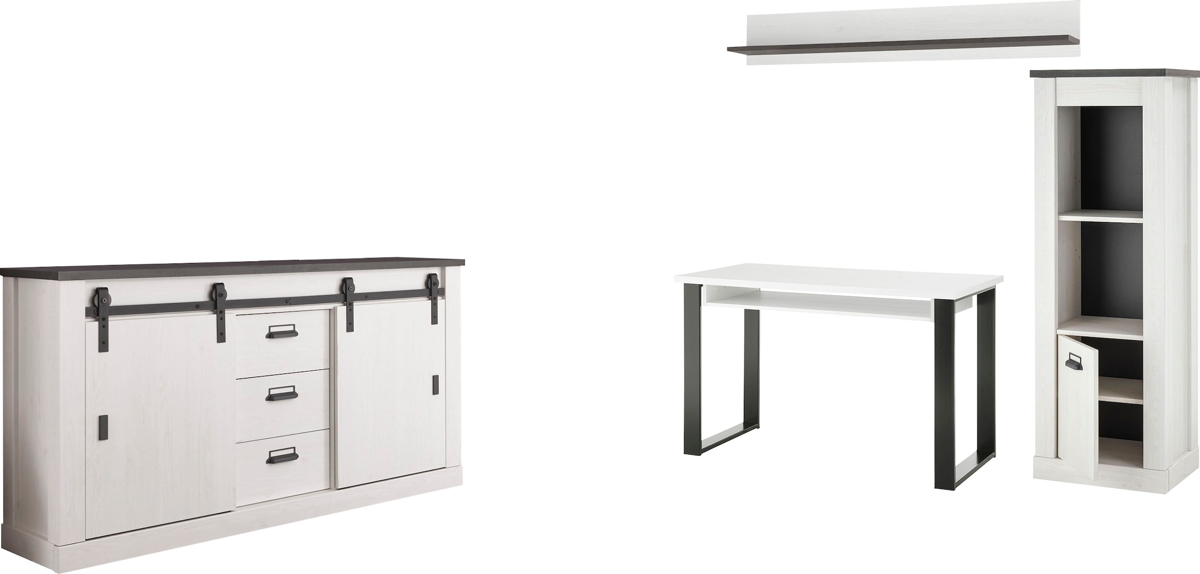 Home affaire Schrank-Set "SHERWOOD" 4 Stk. tlg. Büromöbel Set in Holz Dekor günstig online kaufen