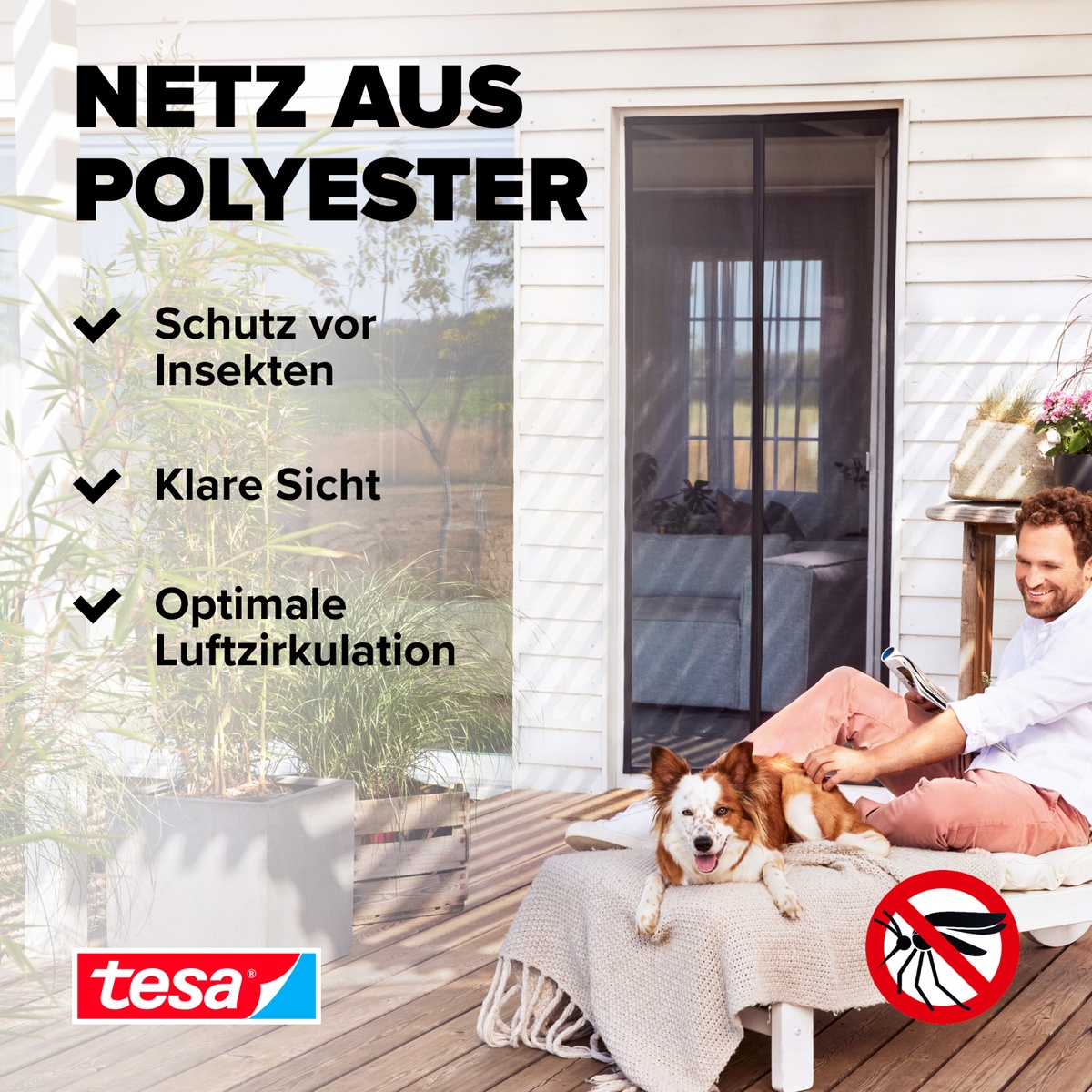 tesa Insektenschutz-Vorhang »Insect Stop Magnetvorhang selbstschließend, S - 0,80 m x 2,00 m«, Insektenschutzvorhang mit Magneten - für Balkon- und Terrassentüren