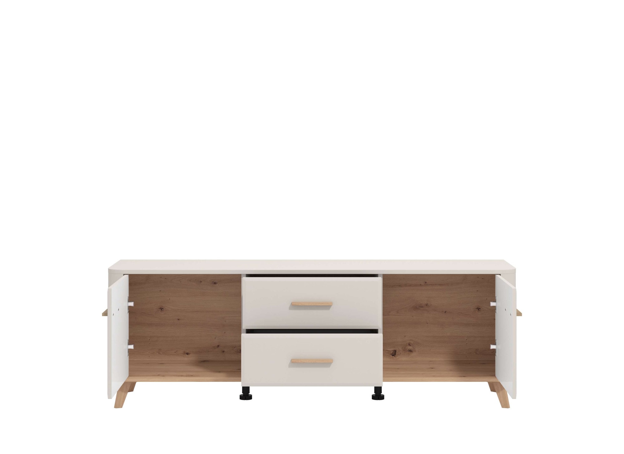 Home affaire Lowboard »Darwen TV-Board, TV-Kommode, TV-Schrank, TV-Unterschrank, TV-Möbel« Abgerundete Kanten, matte Kaschmir-Oberflächen, mit 2 Schubladen