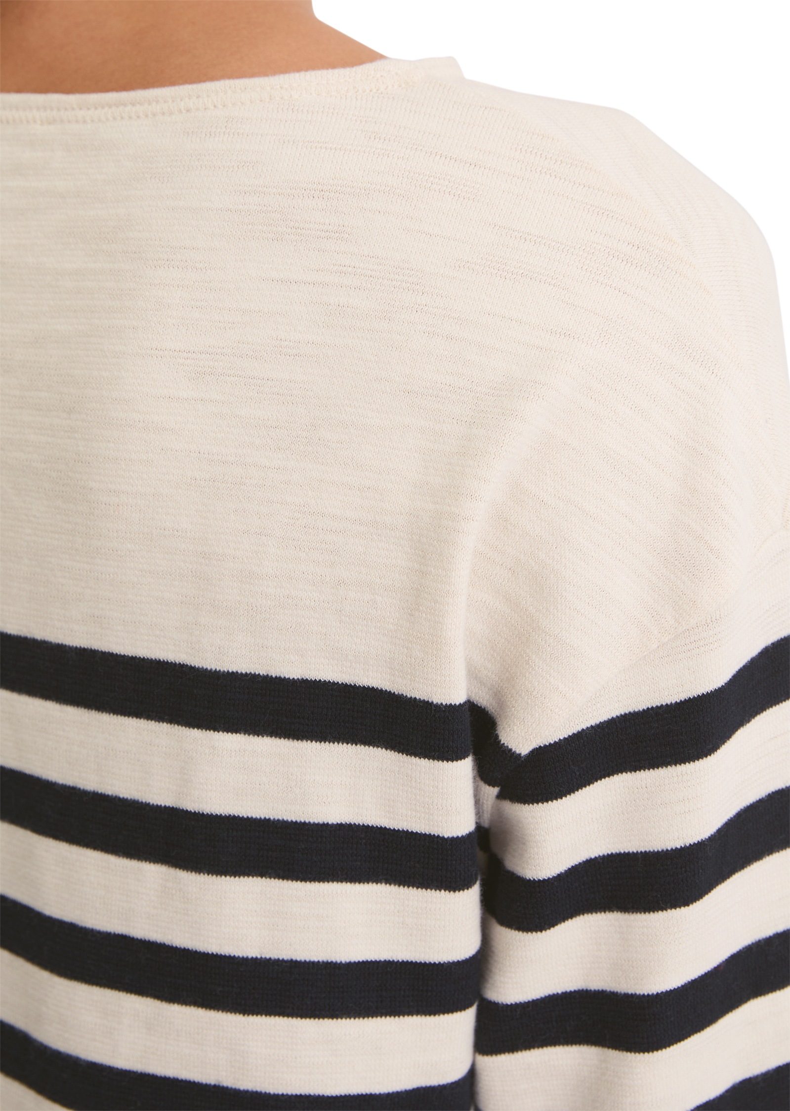 Langarmshirt MARC O'POLO "aus garngefärbtem Heavy-Slub-Jersey", Damen, Gr. XS, dunkelblau, Obermaterial: 100% Baumwolle, gestreift, Basic, loose fit, Rundhals, normaler Saum, Shirts Langarmshirt 5