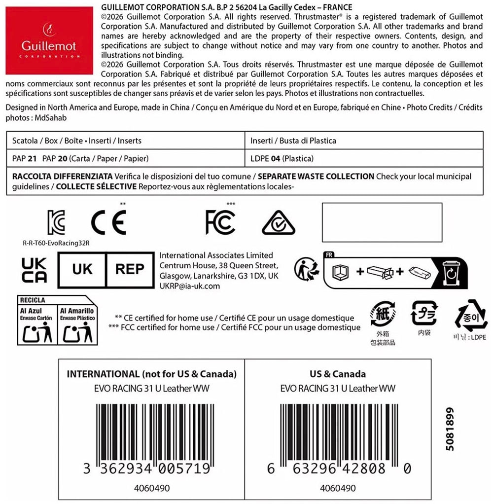 Thrustmaster Gaming-Lenkrad »Evo Racing 31U Leather«