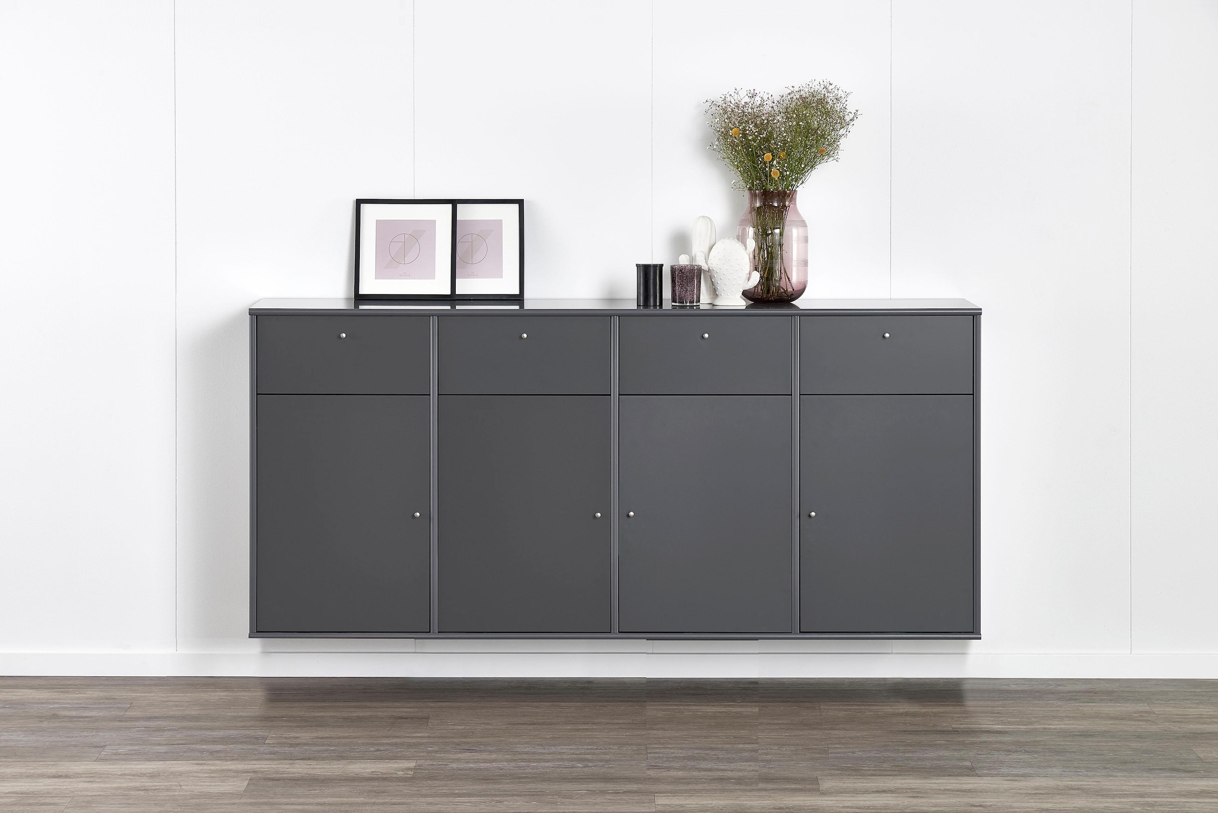 BAUR Sideboard Furniture hängend/stehend Hochwertig montierbar«, Türen anpassungsbar B: »Mistral, 177 cm, Designmöbel | mit Schrank, Hammel und Schubladen,