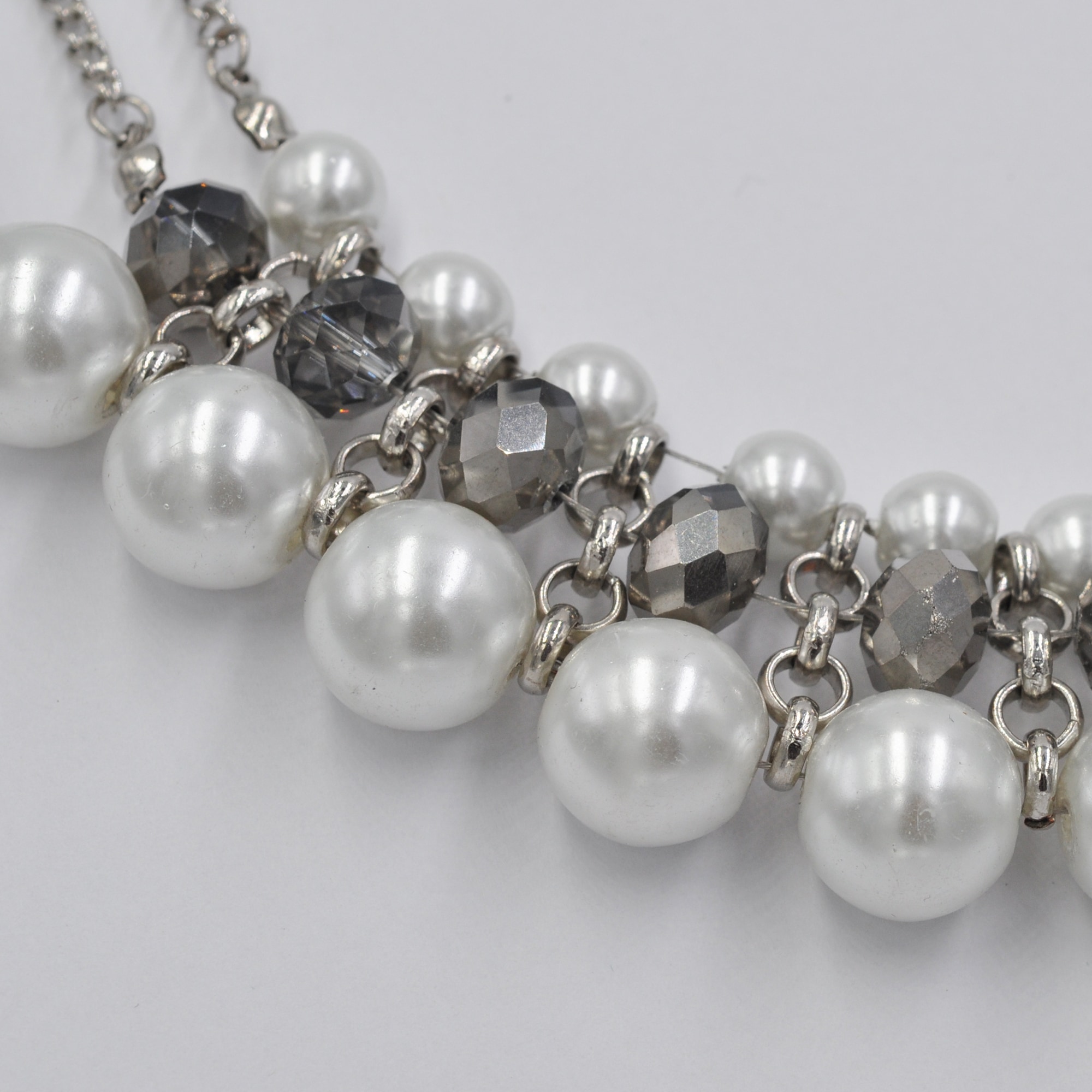 Steuer Collierkettchen »Metall silberfarben mit Perlen weiß«