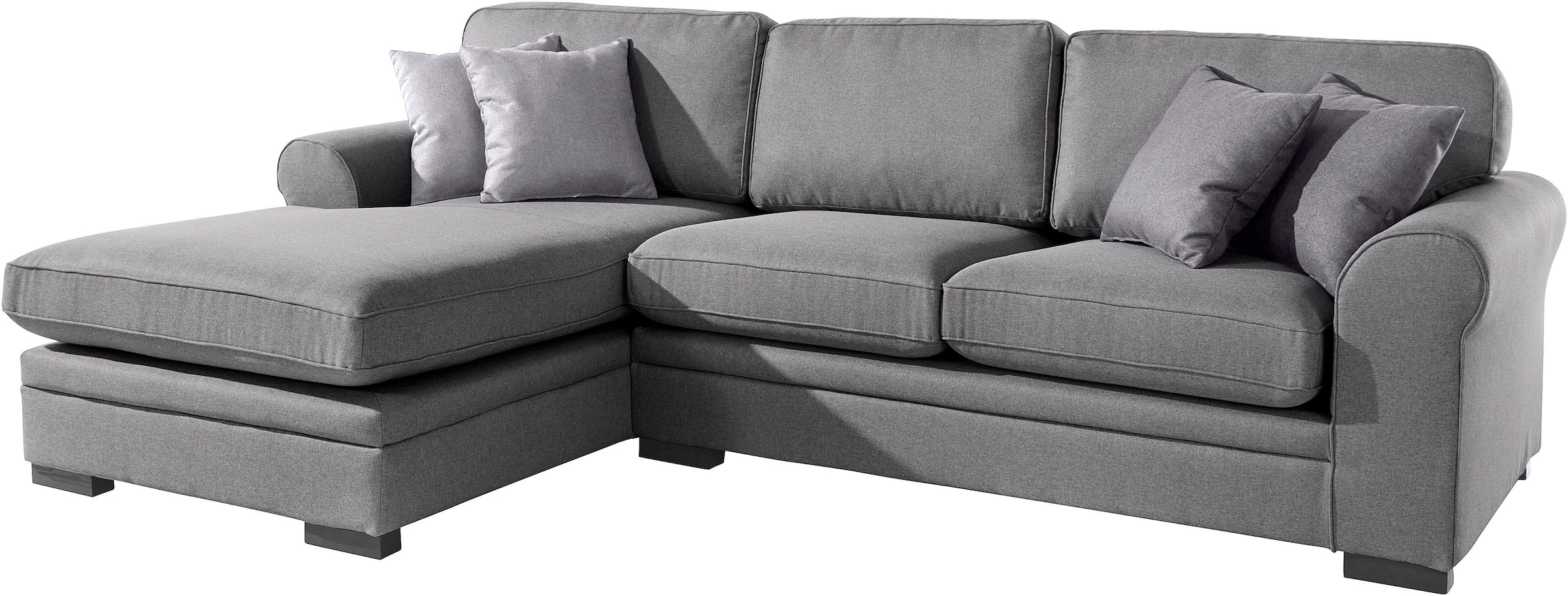 Home affaire Ecksofa »Broughton L-Form«, weicher Sitzkomfort, incl. 4 Zierkissen, Keder