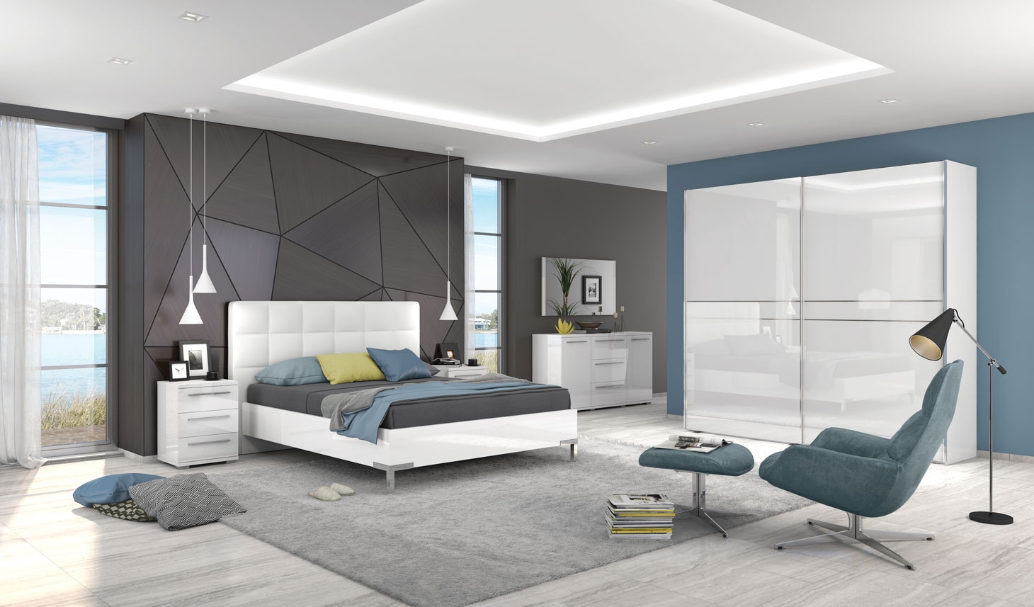 Places of Style Schwebetürenschrank »Piano, FSC-zertifiziert, mit Einlegeböden und Kleiderstangen«, (in 3 Breiten, 224cm hoch), UV lackiert, hochglänzend, mit Soft-Close Funktion, in beige oder weiß