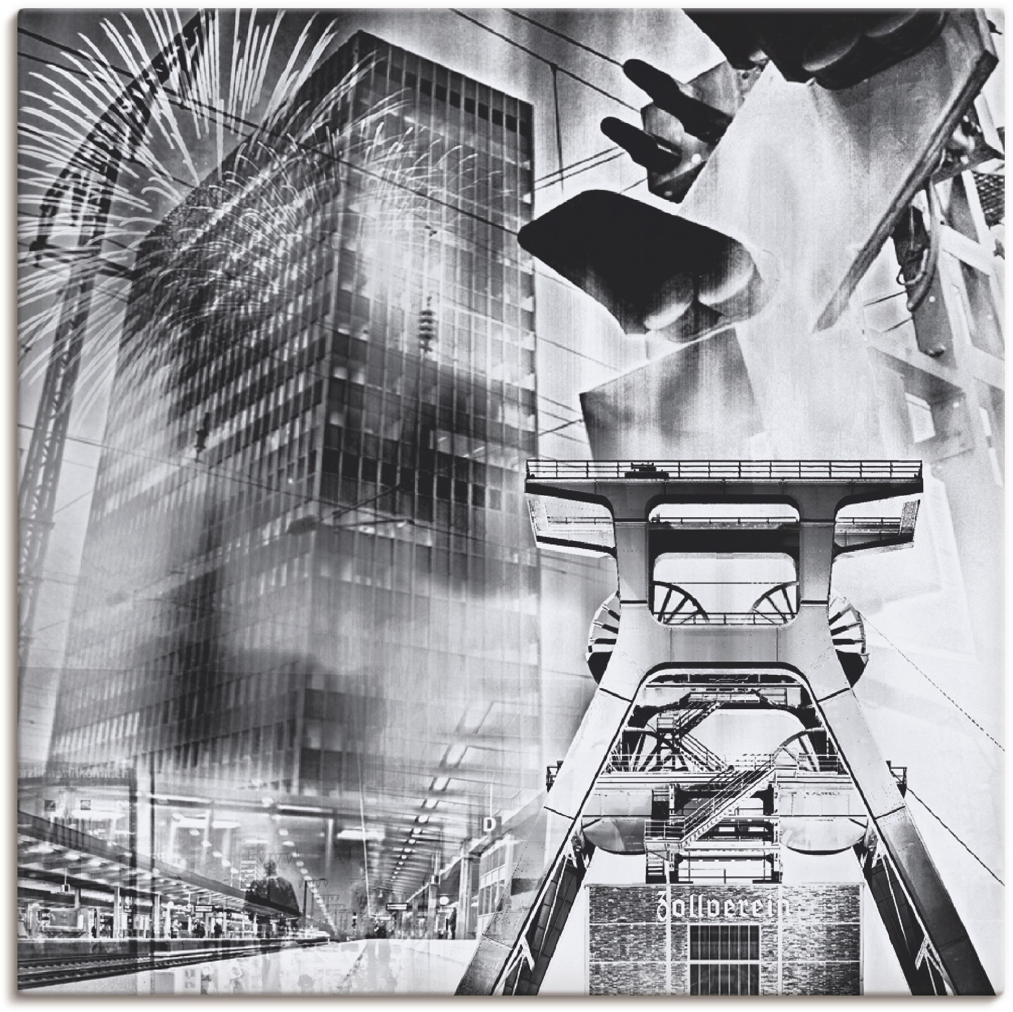 Artland Wandbild "Essen Skyline Abstrakte Collage" Architektonische Elemente 1 Stk. tlg. als Leinwandbild, Poster in verschied. Größen