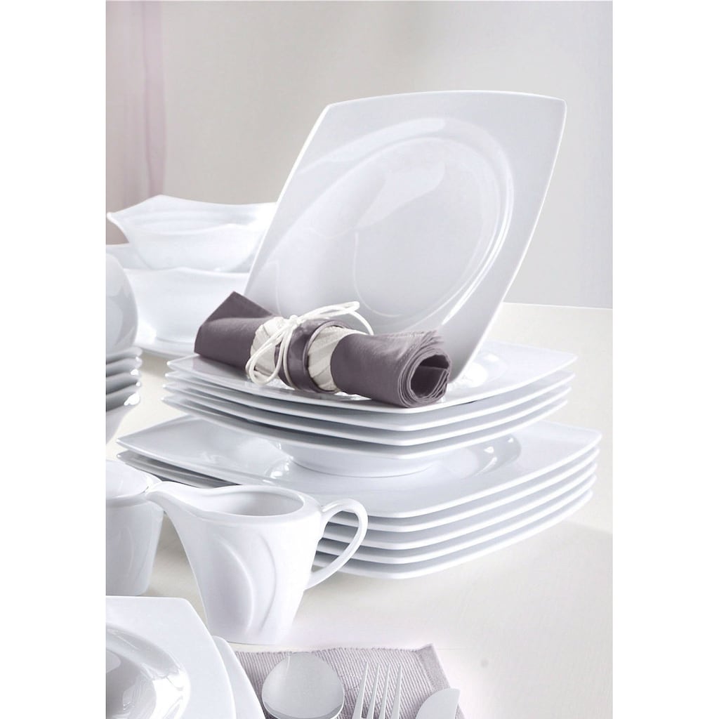 CreaTable Tafelservice »Geschirr-Set Celebration«, (Set, 12 tlg., Teller Set für 6 Personen), Teller Set, weiß, Made in Germany, 12 Teile, für 6 Personen