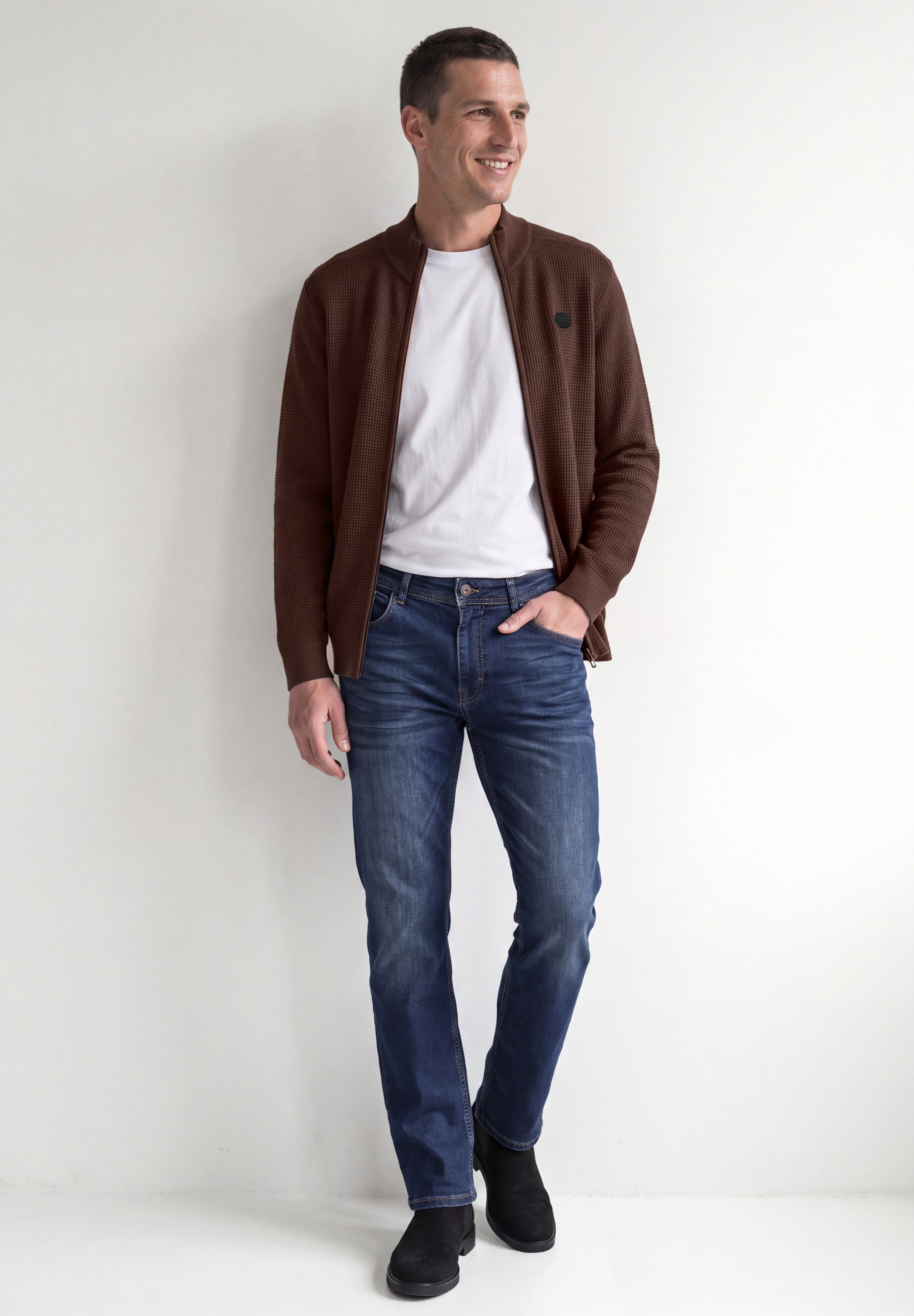 STREET ONE MEN Cardigan mit Stehkragen