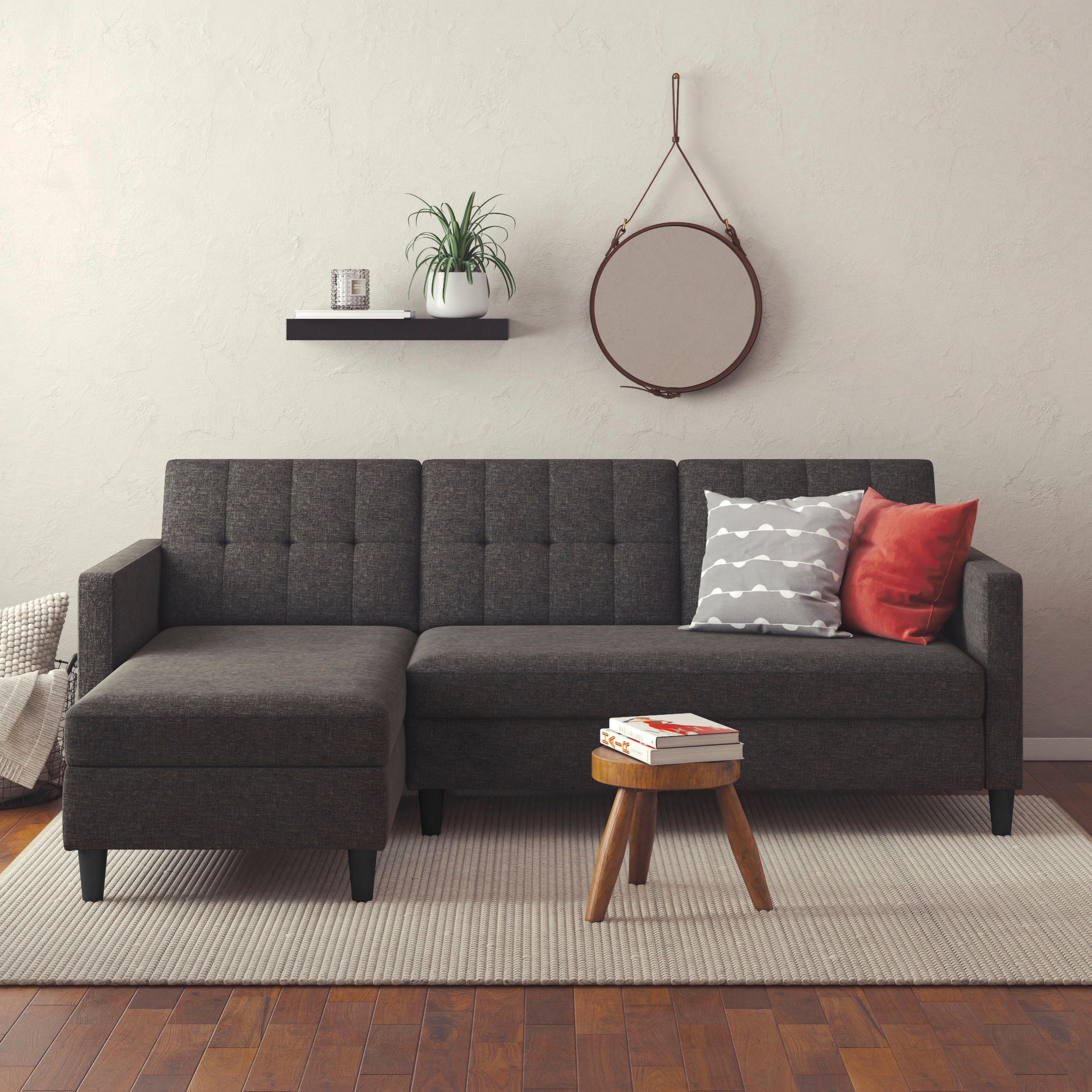 Dorel Home Ecksofa "Hartford II" mit Bettfunktion und Stauraum, Recamiere b günstig online kaufen