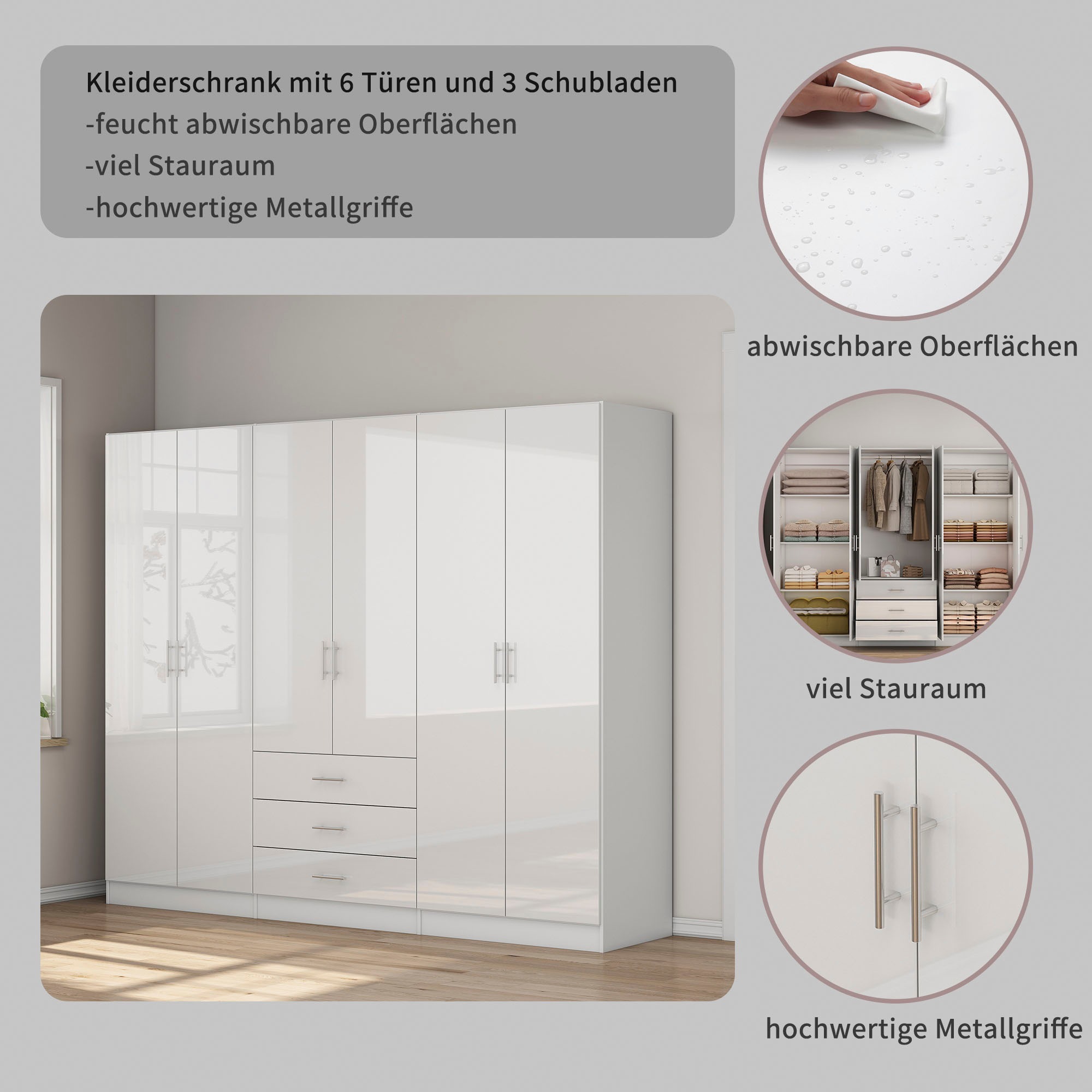 OTTO home Kleiderschrank »Trento Schlafzimmerschrank Garderobe hochglanz Bestseller«