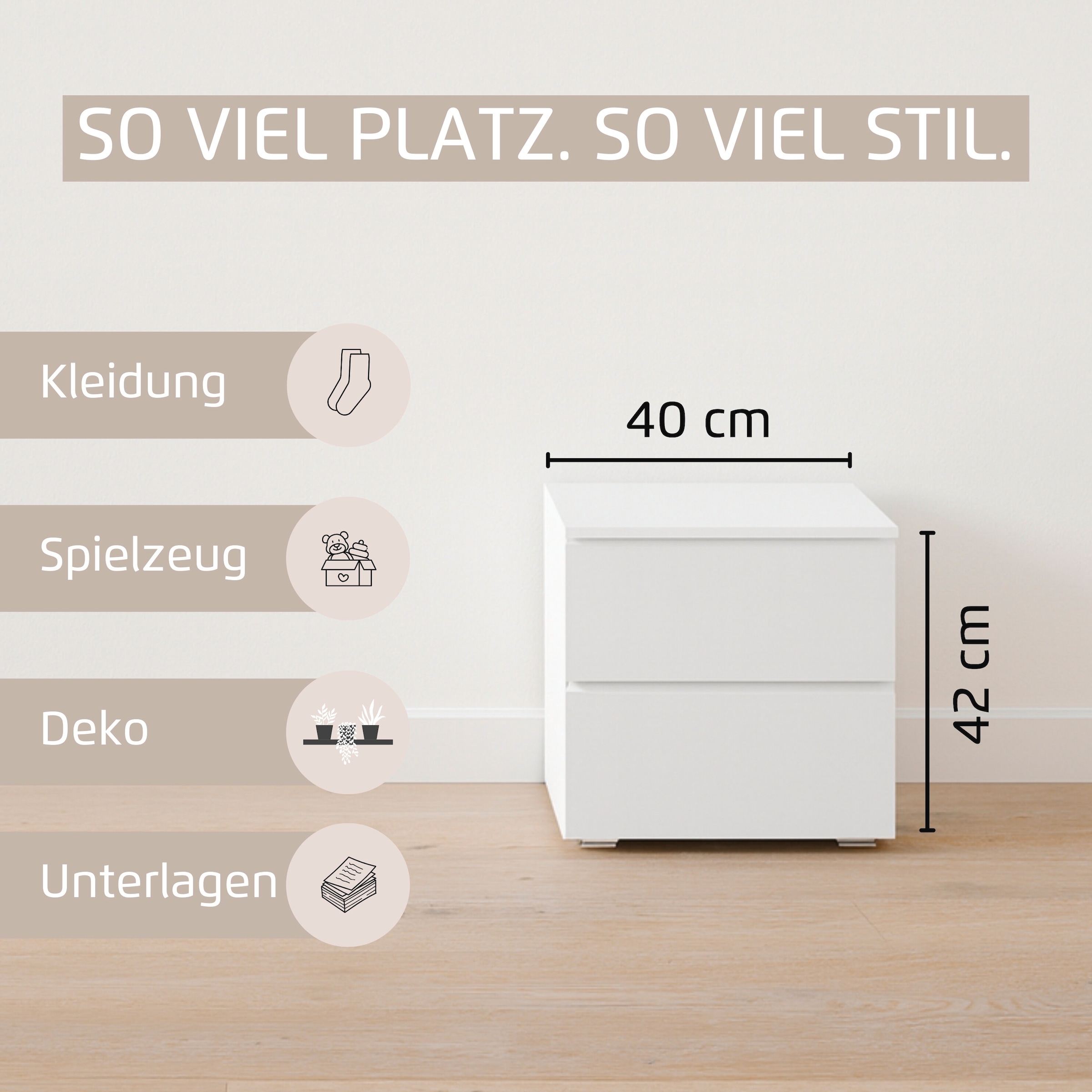 rauch Nachtkommode »Nachttisch Nachtkonsole Nachtschrank MAINZ« Breite 40 cm,  zwei praktische und geräumige Schubladen MADE IN GERMANY
