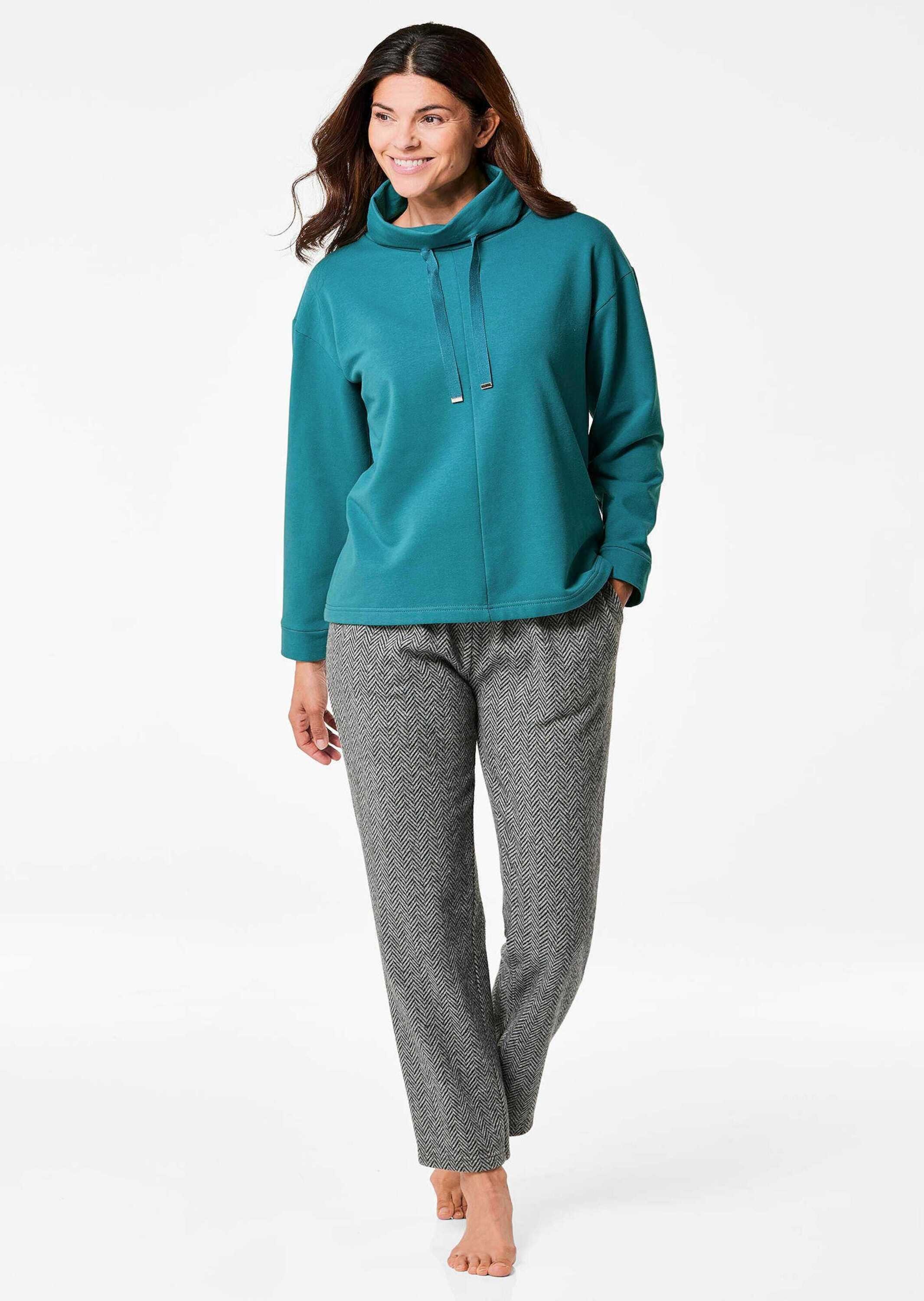 GOLDNER Hausanzug "Kurzgröße Sweatshirt mit halsfernen Kragen und Tunnelzug günstig online kaufen