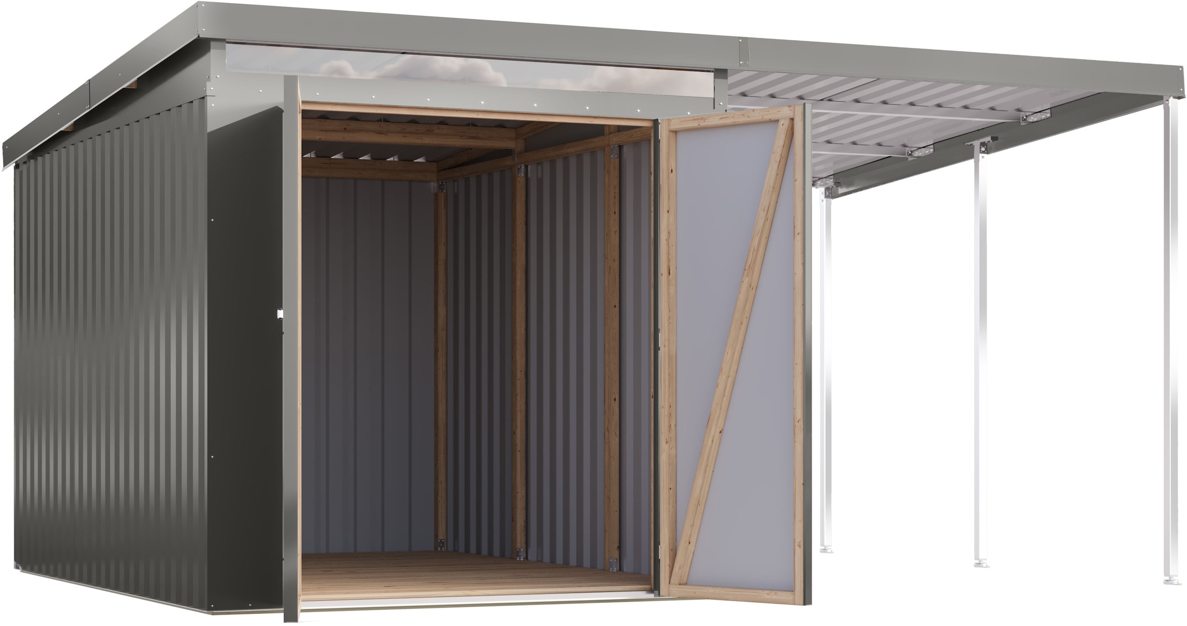 Karibu Gerätehaus »Argonium 2,5 SET mit Anbaudach«