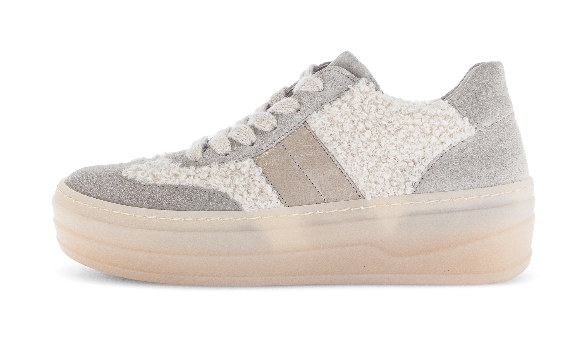 Gabor Plateausneaker, Freizeitschuh, Halbschuh, Schnürschuh in Teddy-Optik