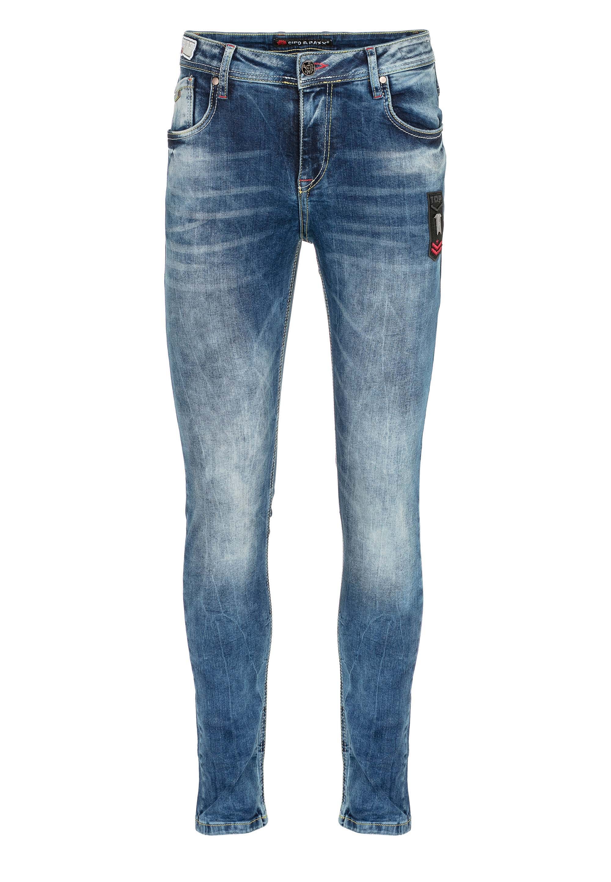 Slim-fit-Jeans, mit modischen Kontrastnähten in Slim Fit