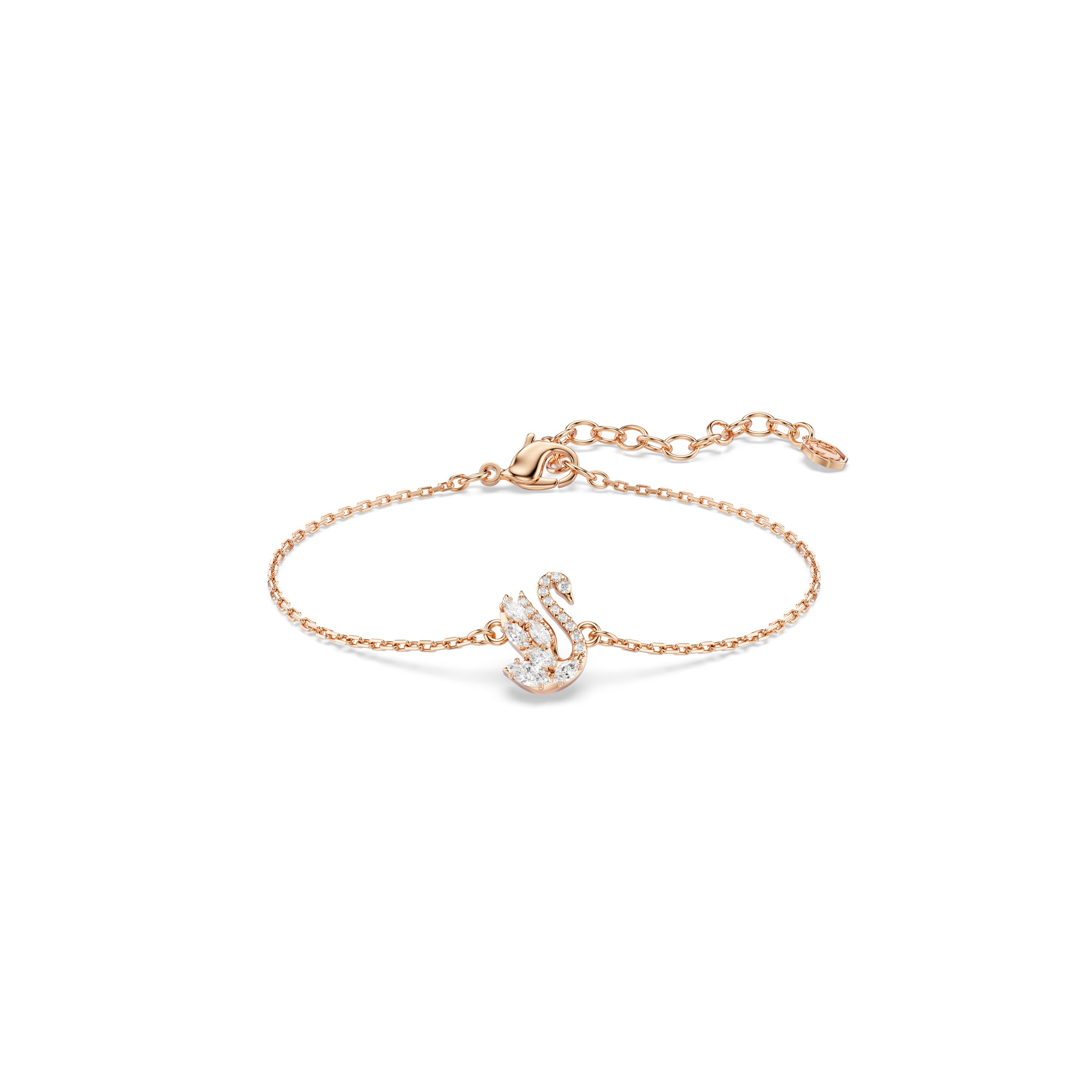 Armkette SWAROVSKI "Schmuck Geschenk Swan Armband", roségoldfarben, kristallweiß, kristallweiß, Armbänder, Damen, Metall, Armkette, mit Swarovski Kristall, Zirkonia (synth.) 2
